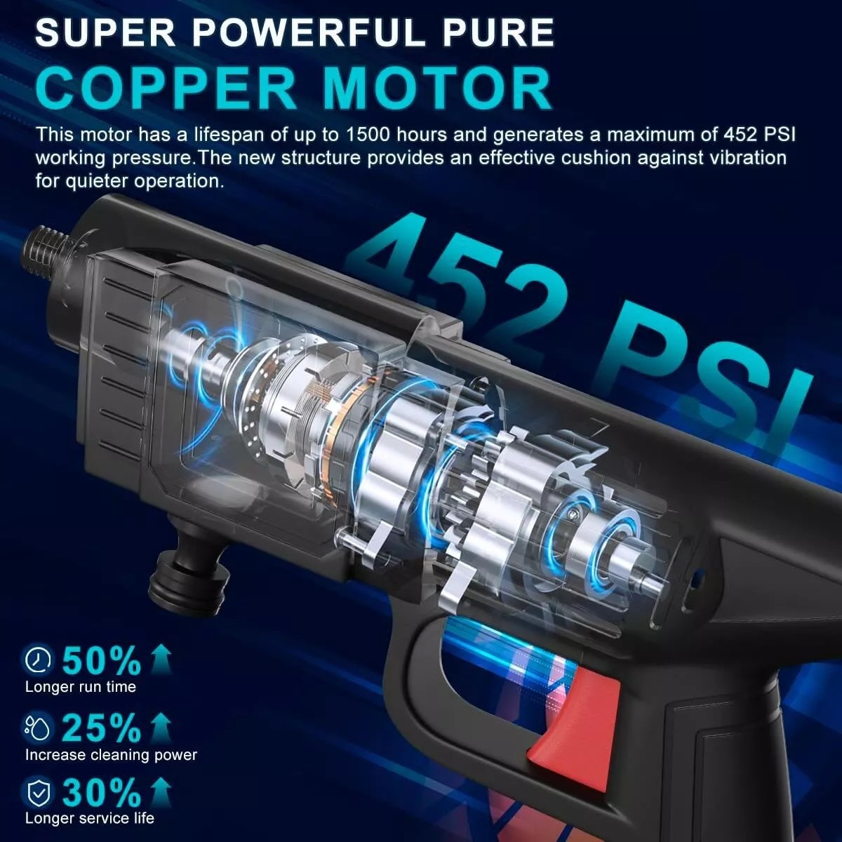 Portable Cordless Electric High Pressure Water Spray Gun Car Wash Cleaner Tool