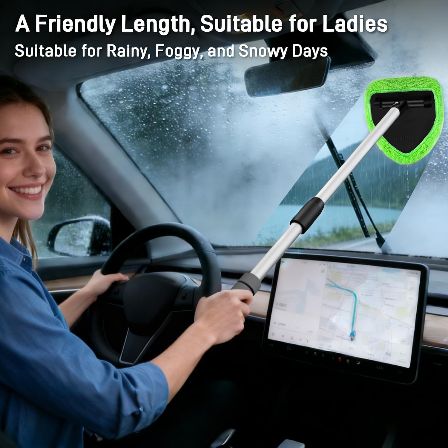 XINDELL 24inch Windshield Cleaner Tool – Upgrade Large Head Car Interior&Exte…