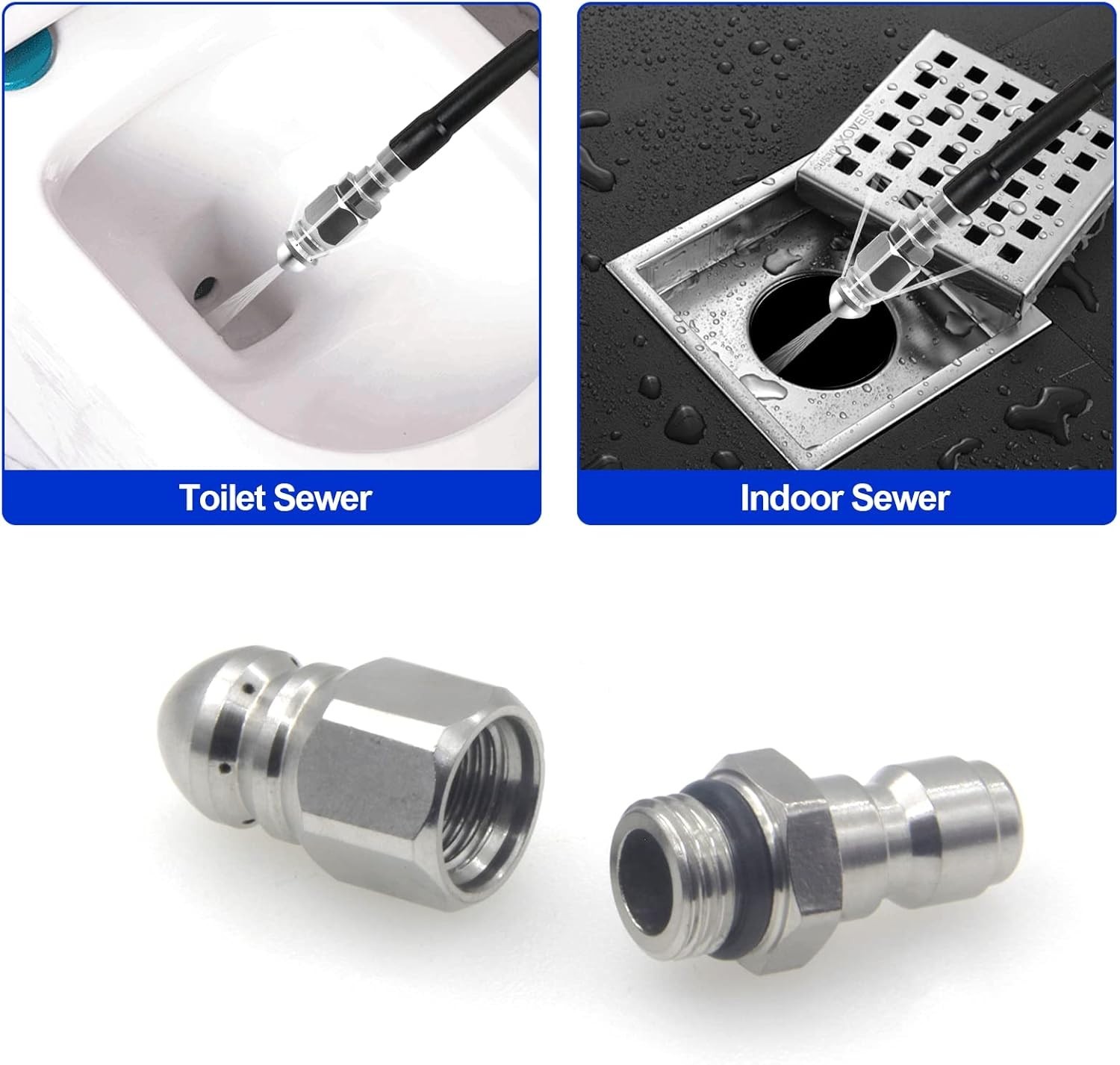 Mini Compact Stainless Steel Sewer Jetter Nozzle, 1/4” Quick Connect, 5000 PSI