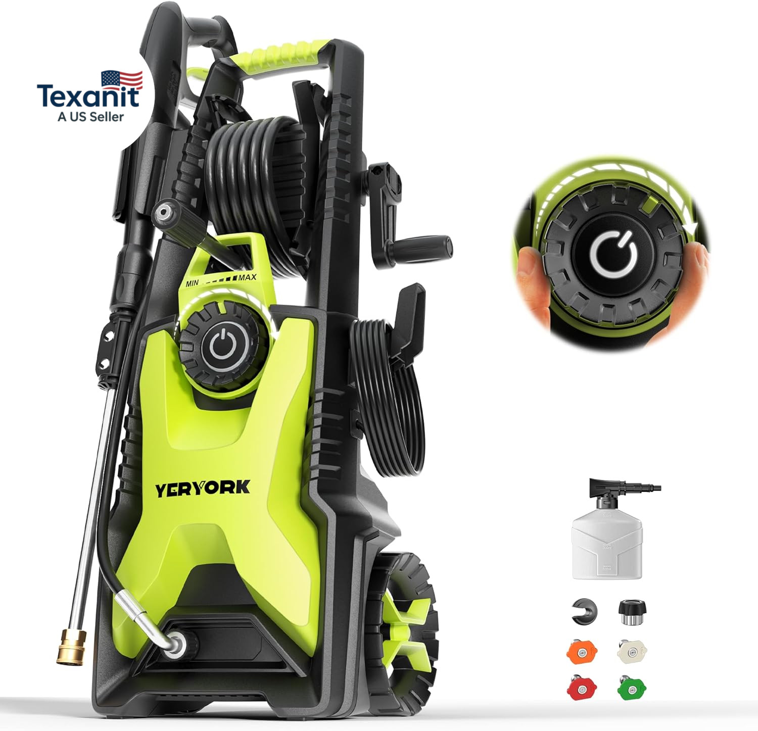 Adjustable 3000 PSI Pressure Washer,2.5 Max GPM Power Washer with 33 FT Retracta