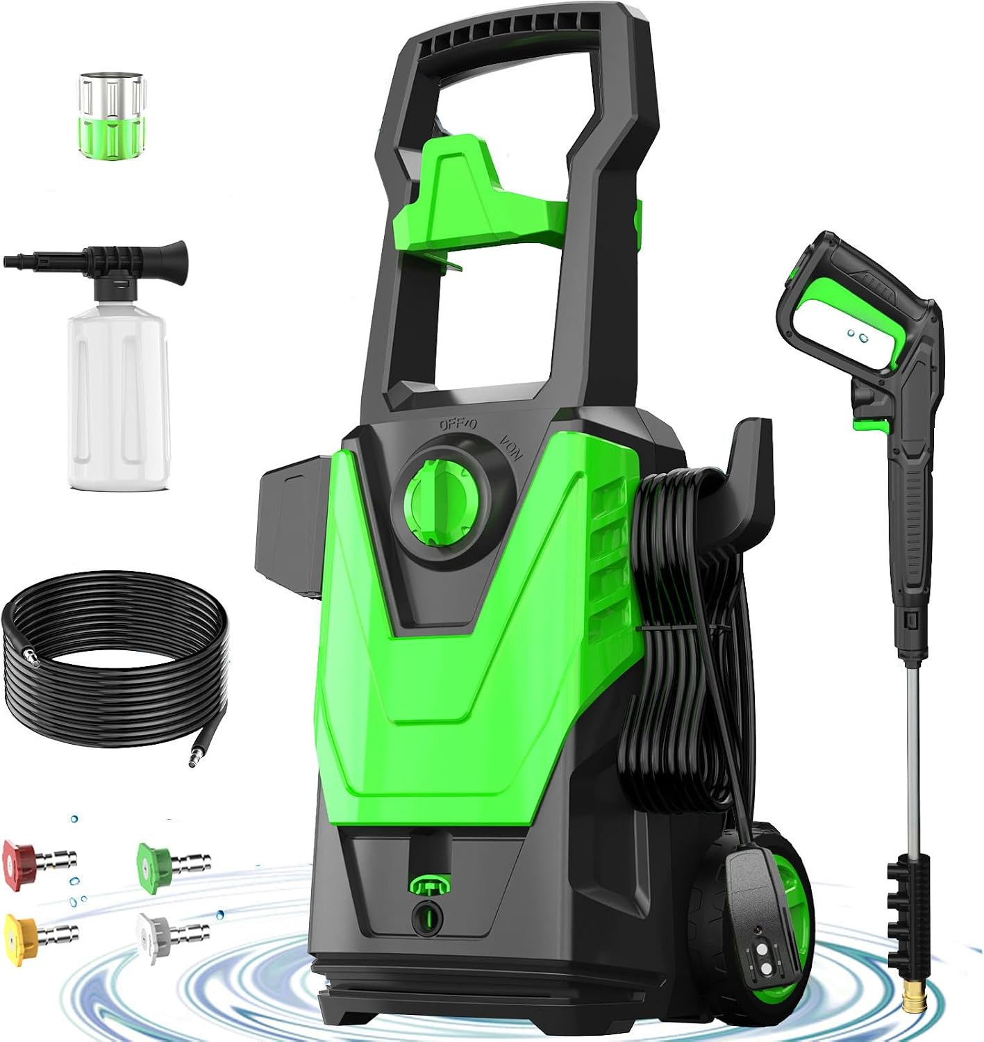 4800PSI Powerwasher with 20FT Hose, 35FT Cord, 4 Quick Nozzles, Foam Cannon for