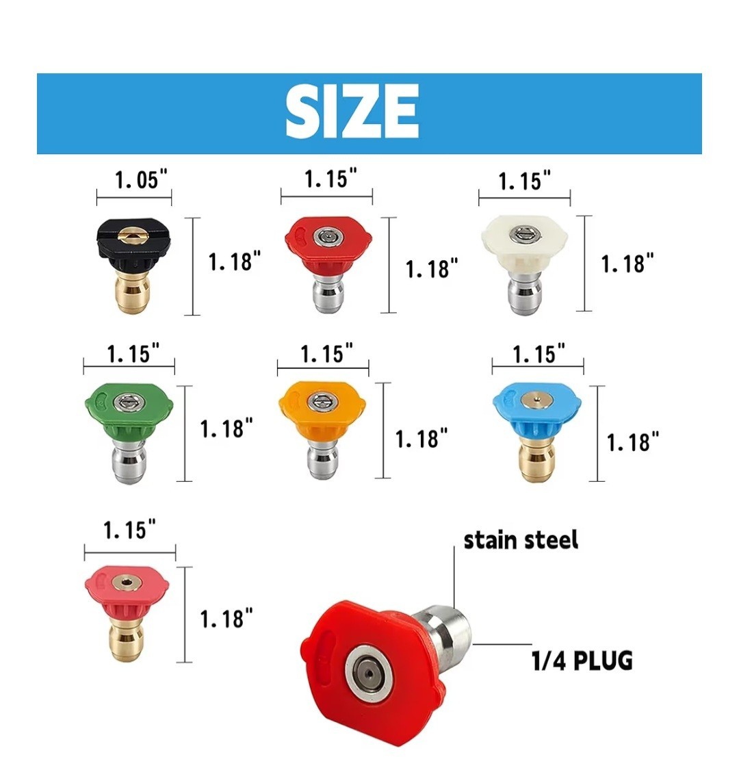 7-Piece Pressure Washer Nozzle Set with Holder 1/4″ Quick Connect 4000 PSI Tips