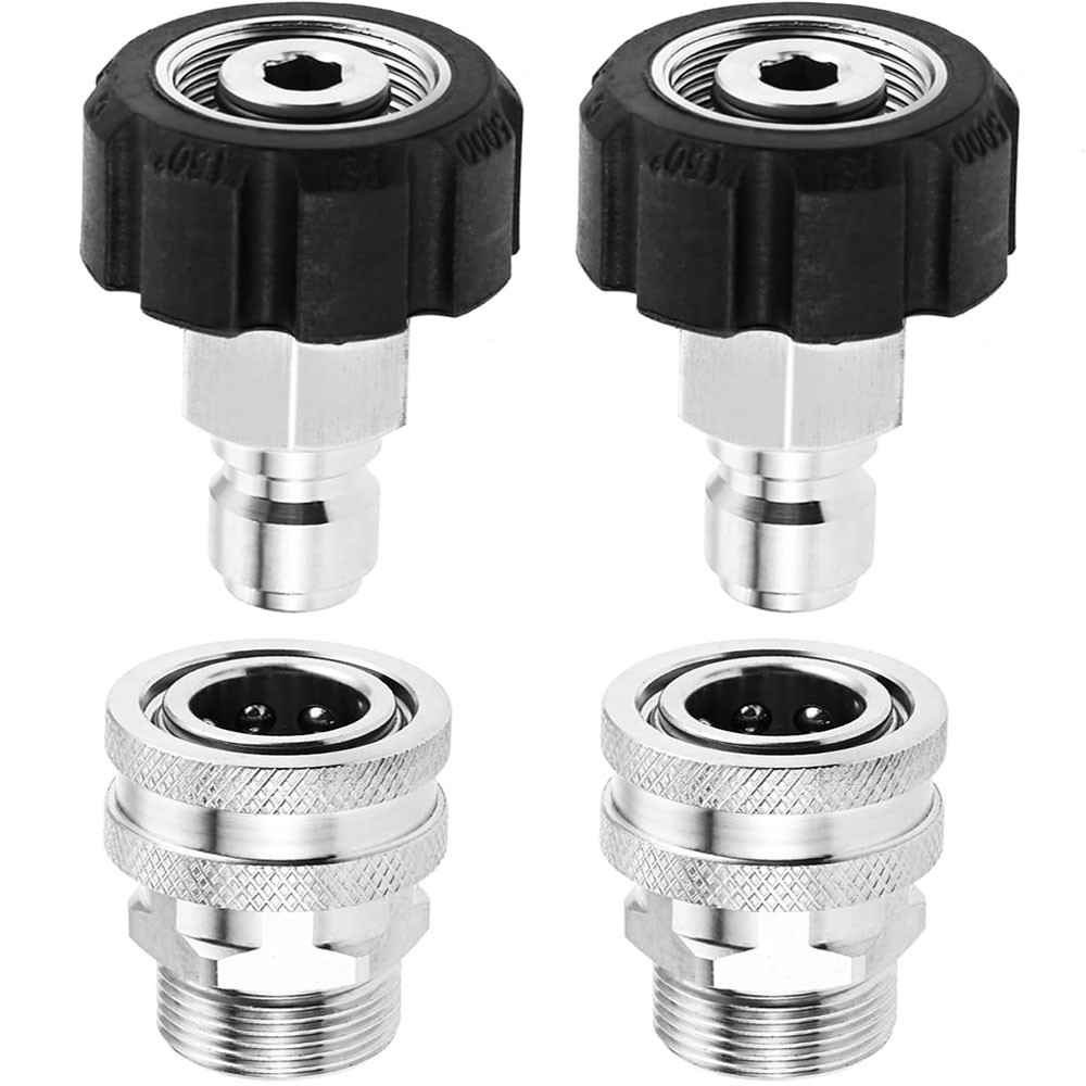 4Pack Pressure Washer Quick Connectors M22-14 mm 3/8″ Quick Release Adapters