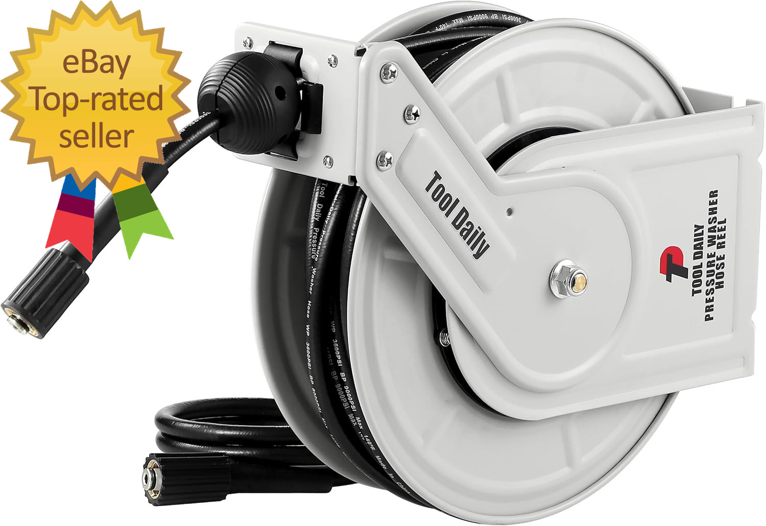 Retractable Pressure Washer Hose Reel 60 FT X 1/4”, Heavy Duty Power Washer Hose