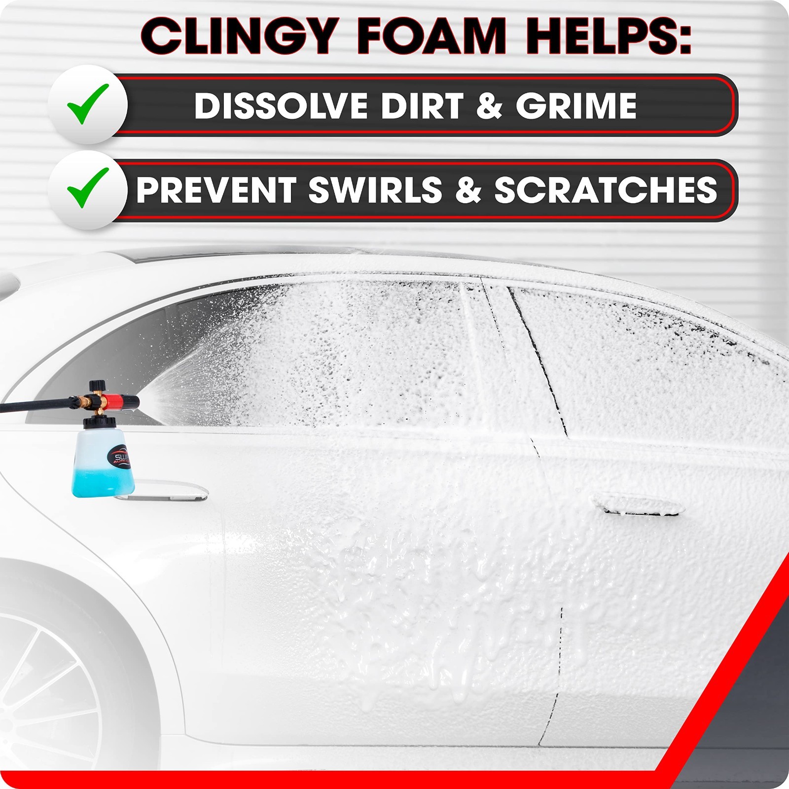 Heavy Duty Foam Cannon for Pressure Washer – Adjustable 1L Snow Foam Sprayer, ¼”
