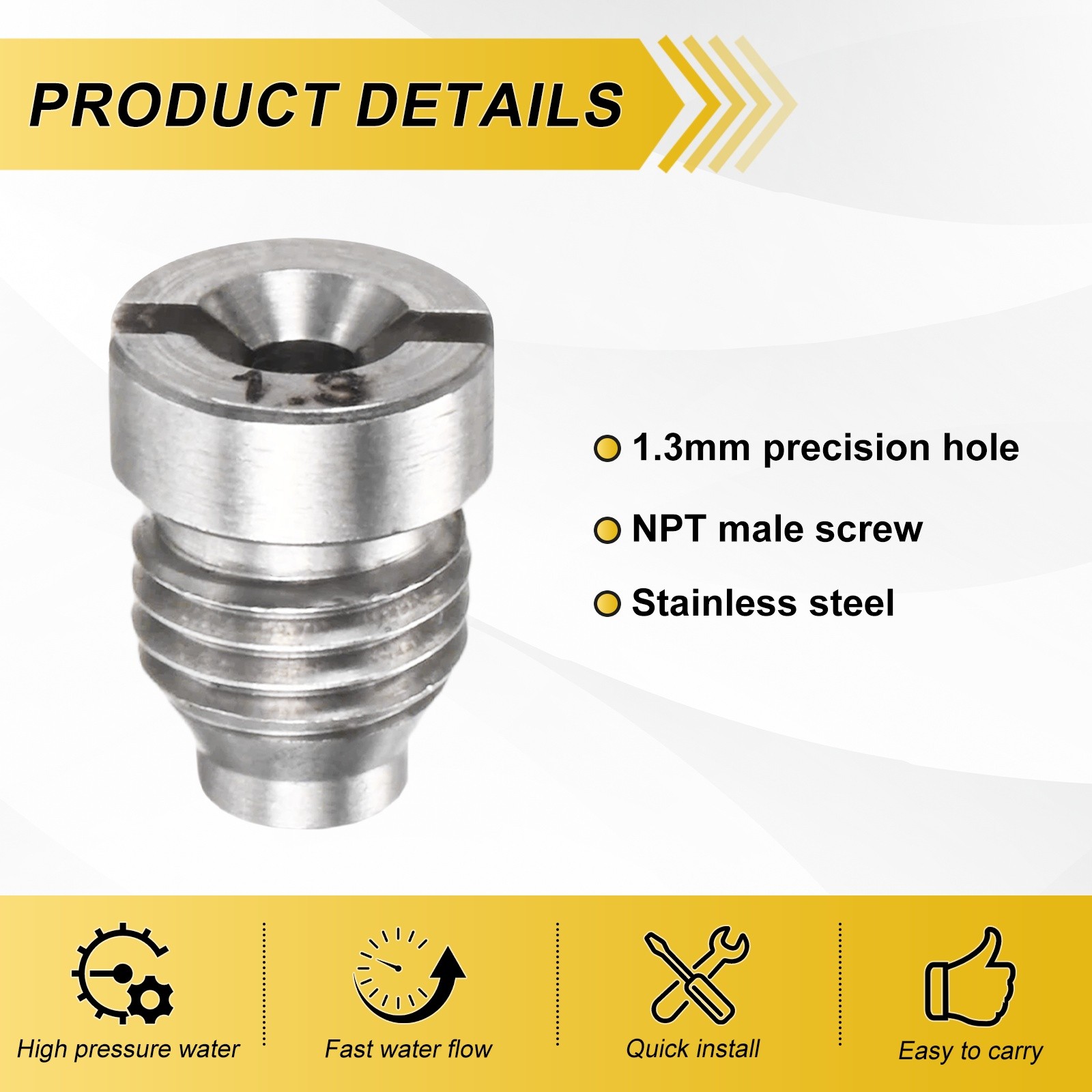 1-Set 1.3mm Orifice Foam Cannon Nozzle and 5 Layer Foam Maker Meshes