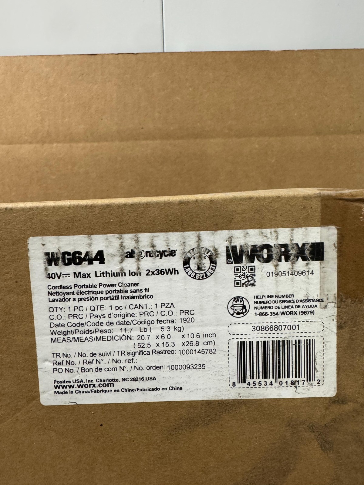 Worx WG644 40V Power Share Hydroshot Cordless Portable Power Cleaner 450 PSI