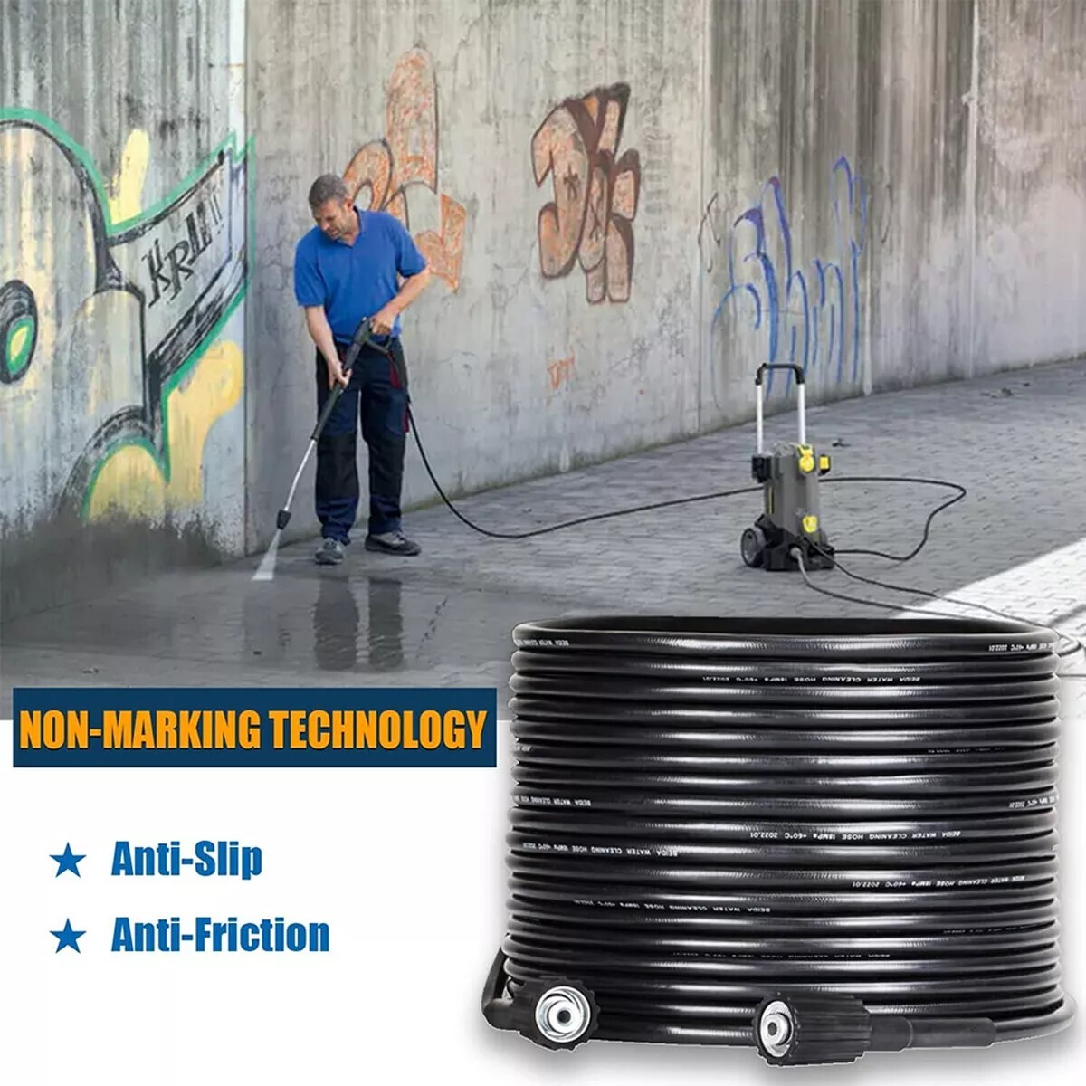 High Pressure Washer Hose 8m/26ft 5800PSI M22-14mm Power Washer Extension Tube