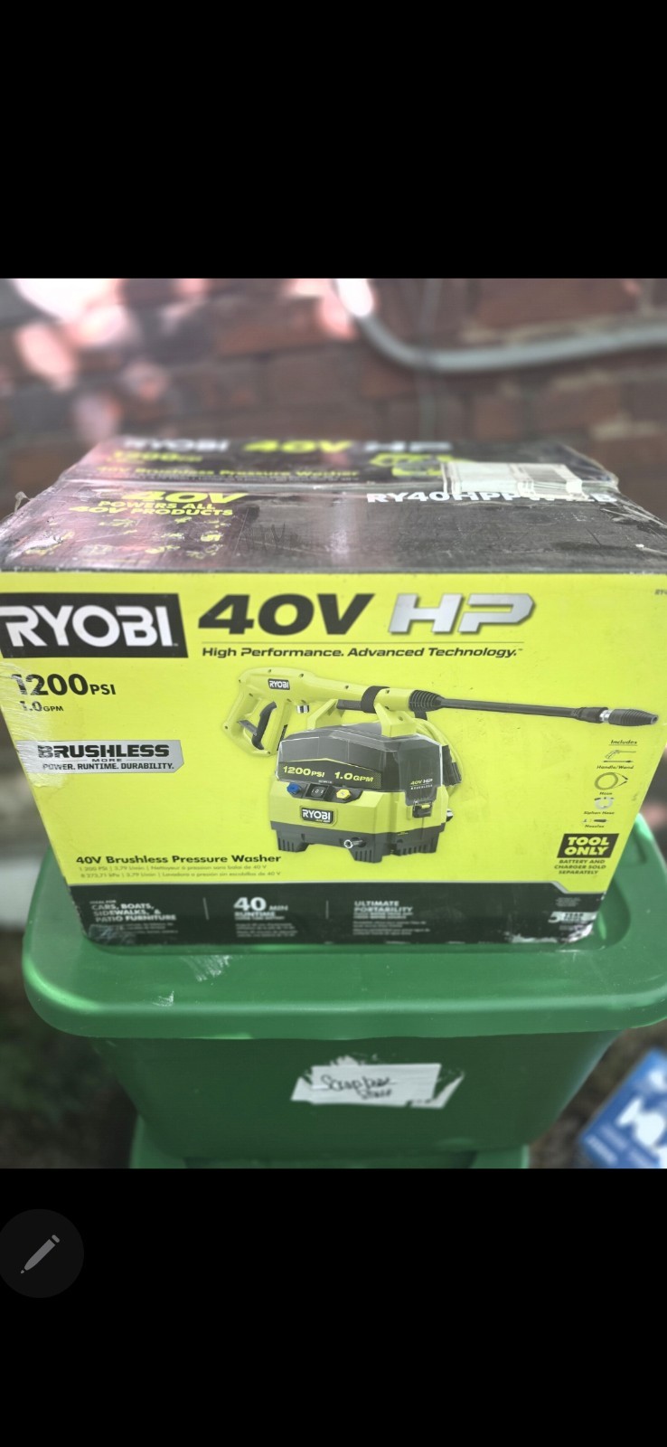 RYOBI 40V 1200 PSI 1.0 GPM Cordless Electric Pressure Washer (Tool Only)