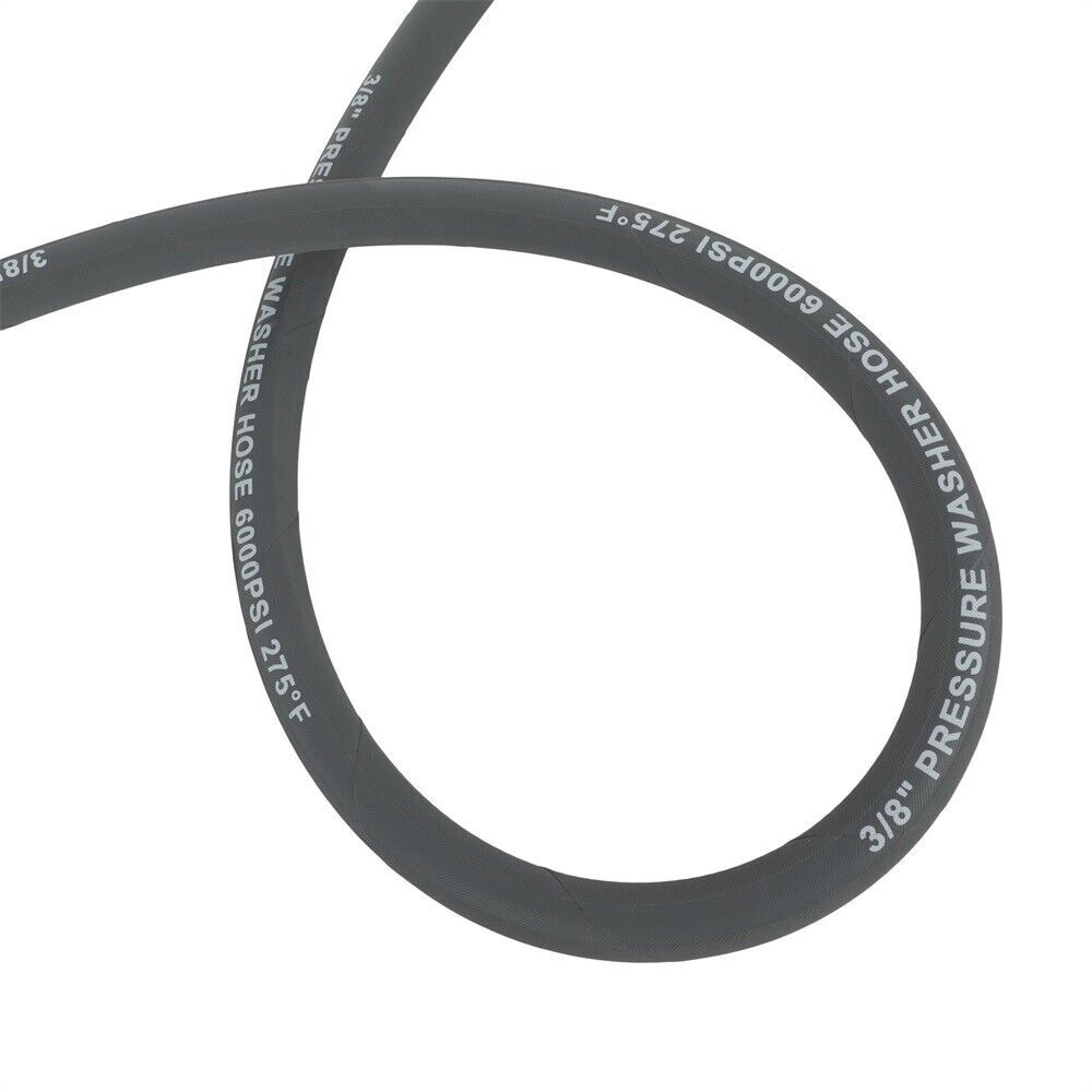 3/8″ x 100ft 6000psi Hot Water Pressure Washer Hose Non-Marking 2-Braid R2 Gray