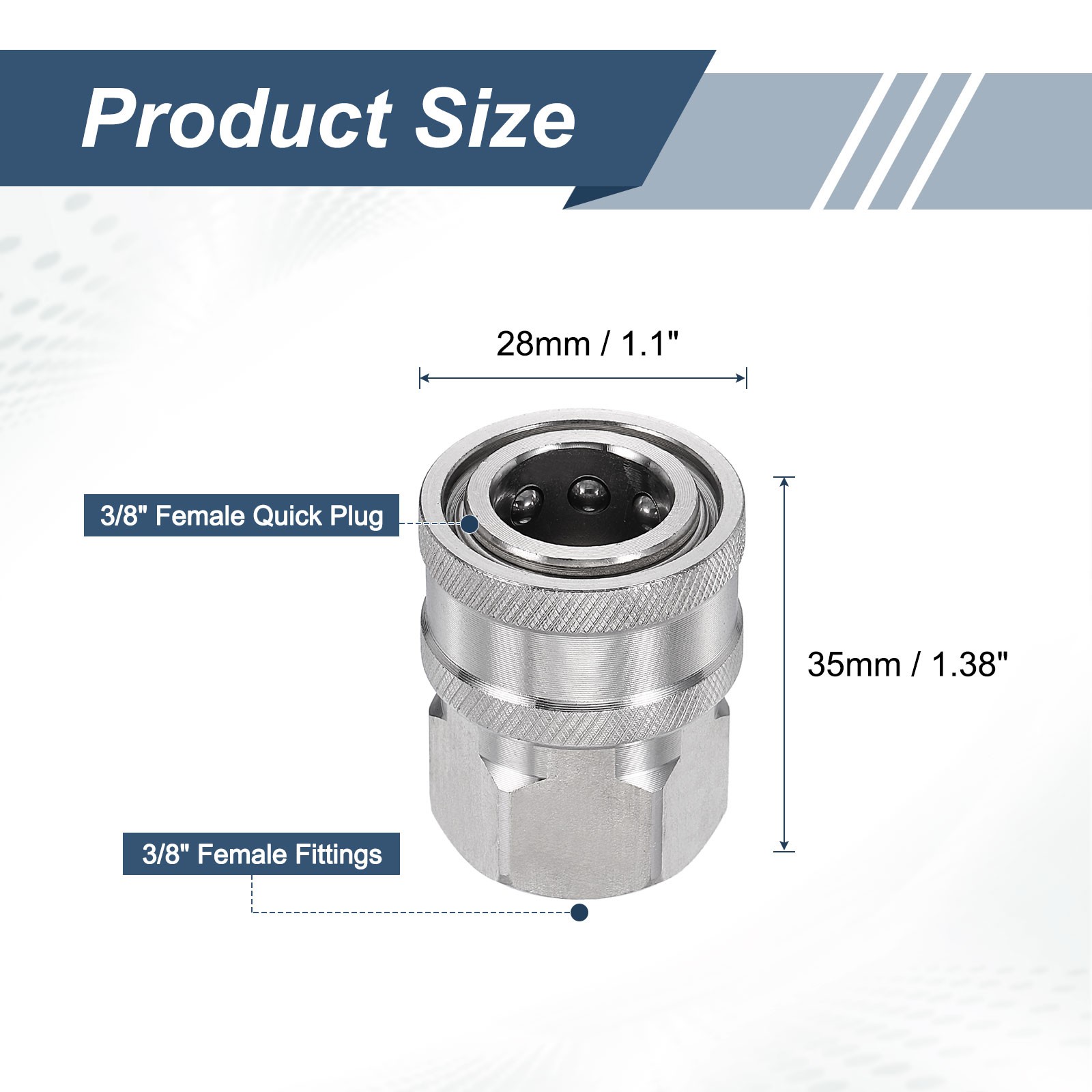 Pressure Washer Adapter, 3/8″ Female Quick Plug to g 3/8″ Female Fittings