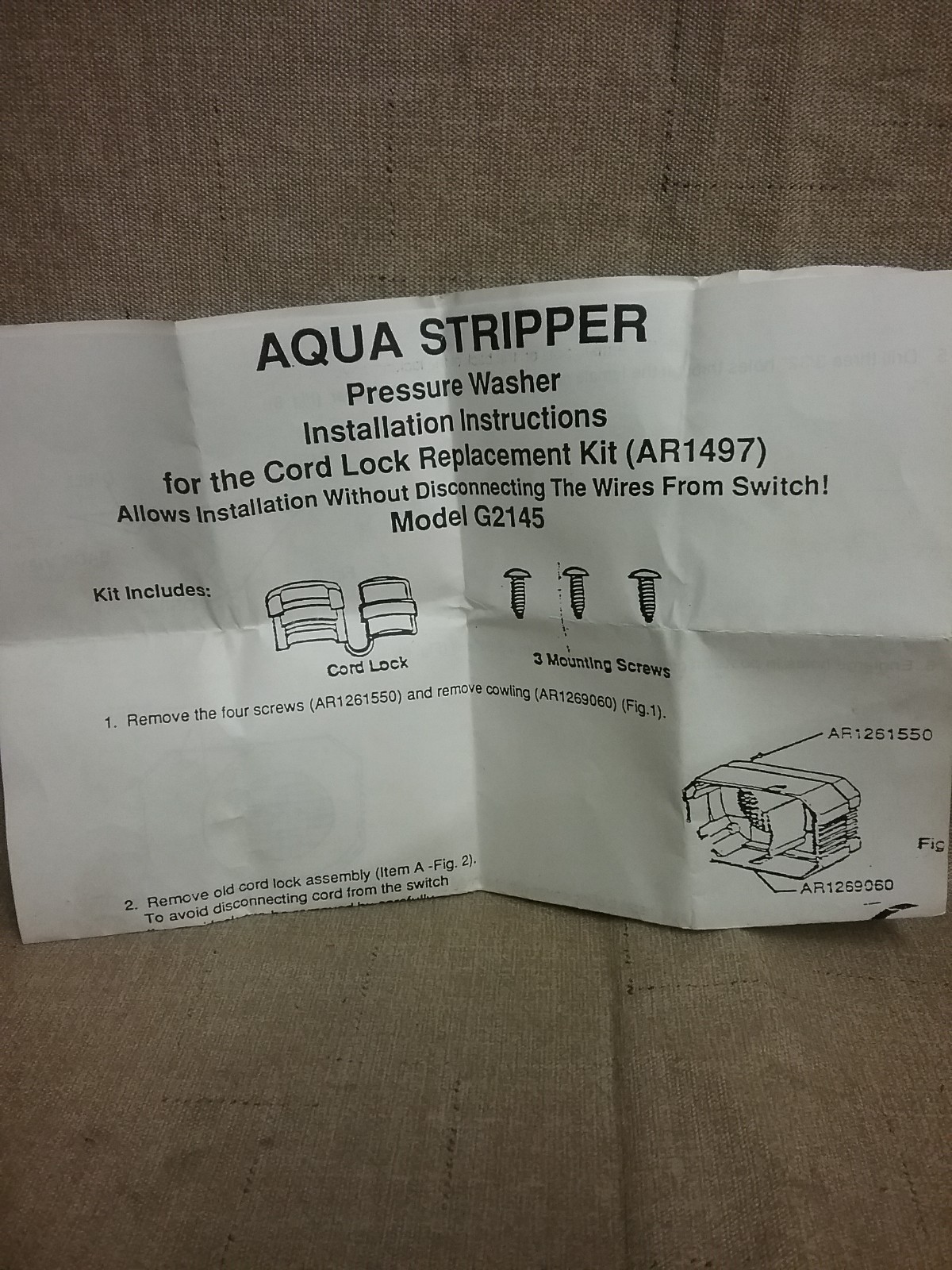 New Aqua Stripper AR1497 Cord Lock Kit