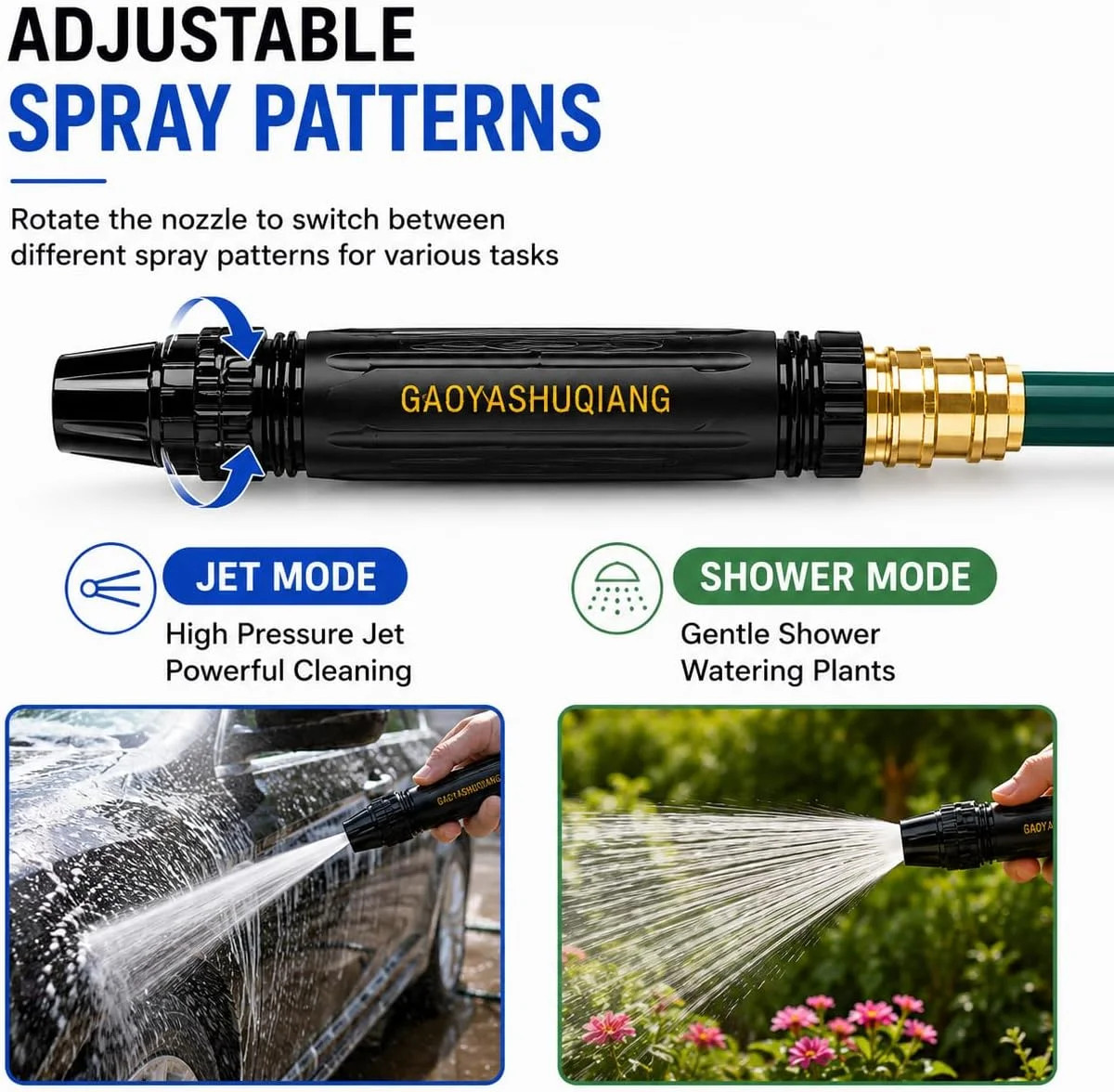 2026 New Jet Nozzle Power Washer for Garden Hose-Fit ID 11-16mm Tubing, High Pre