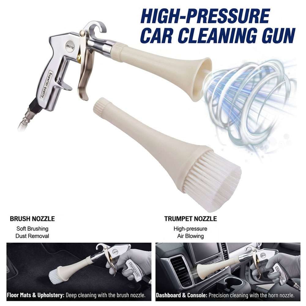 3-in-1 Car Cleaning Gun Air Blower for Carpet High Pressure with Trumpet Nozzle