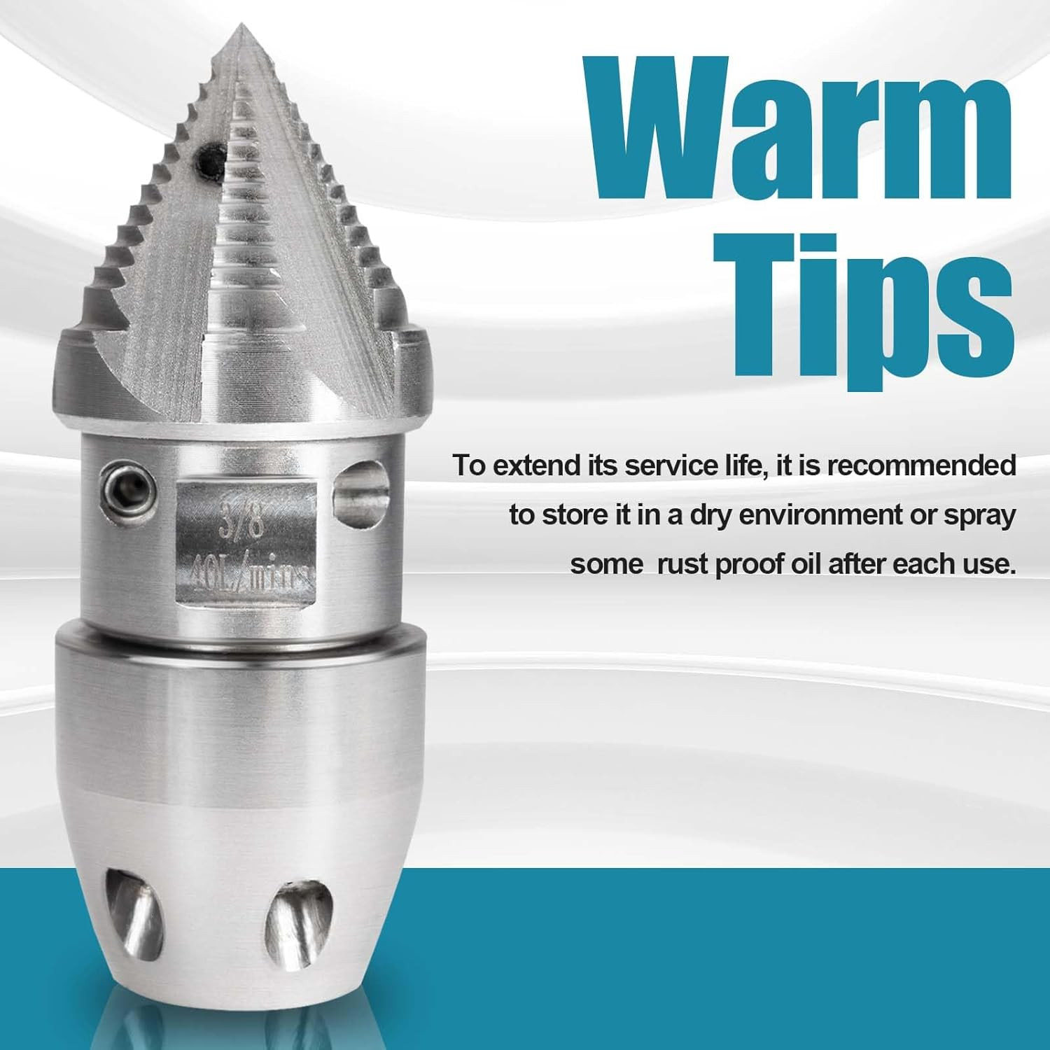 1/2 NPT Sewer Jetter Rotating Nozzle Stainless Steel Drain Pipe Cleaning Tool