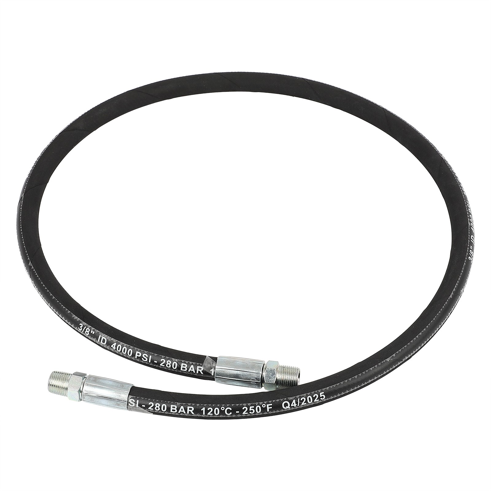 4 FT X 3/8″ Pressure Washer Whip Hose – 4000PSI Swivel NPT Solid M22 Female