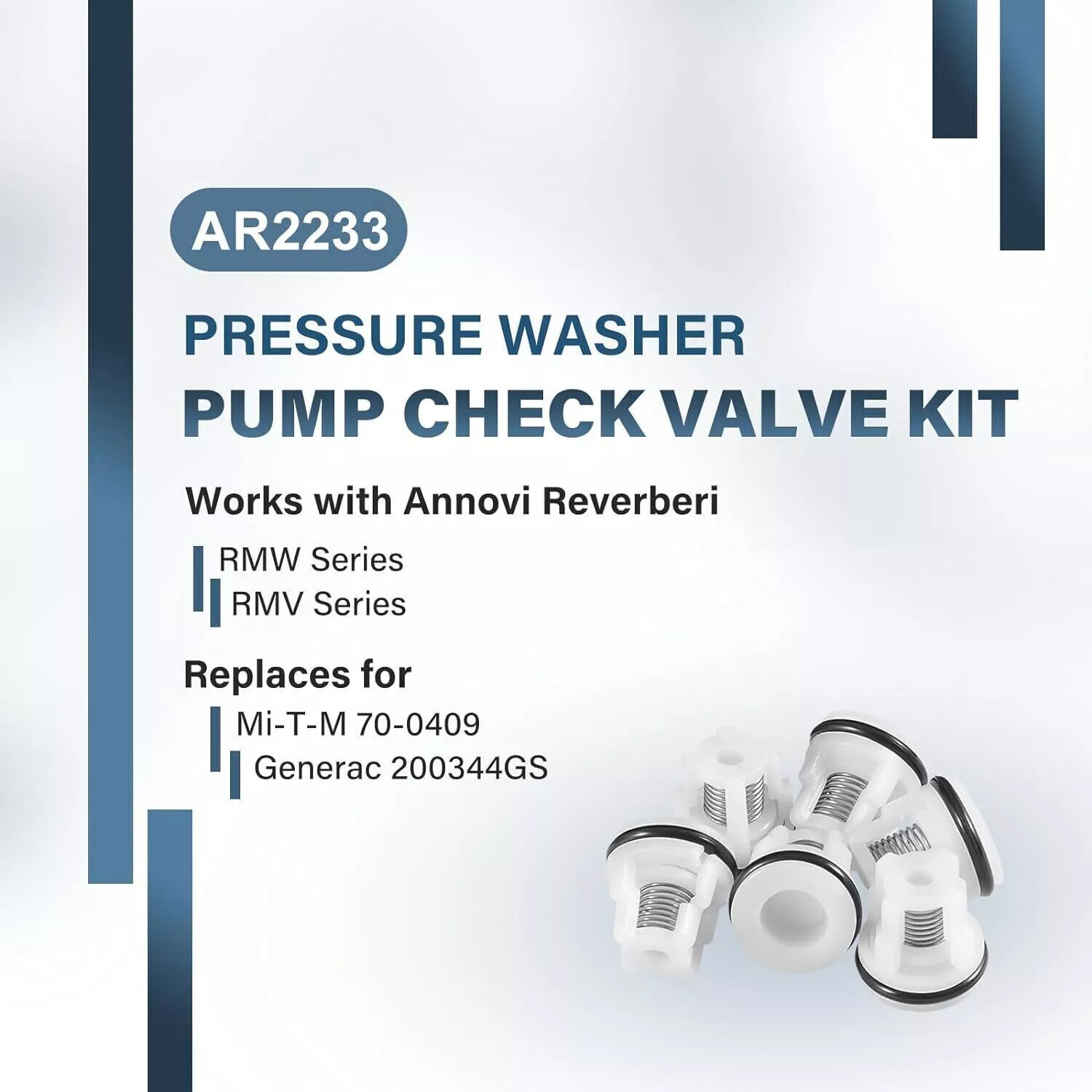 For Annovi Reverberi Check Valve Kit AR2233 Pressure Washer Pump RMV RMW Series