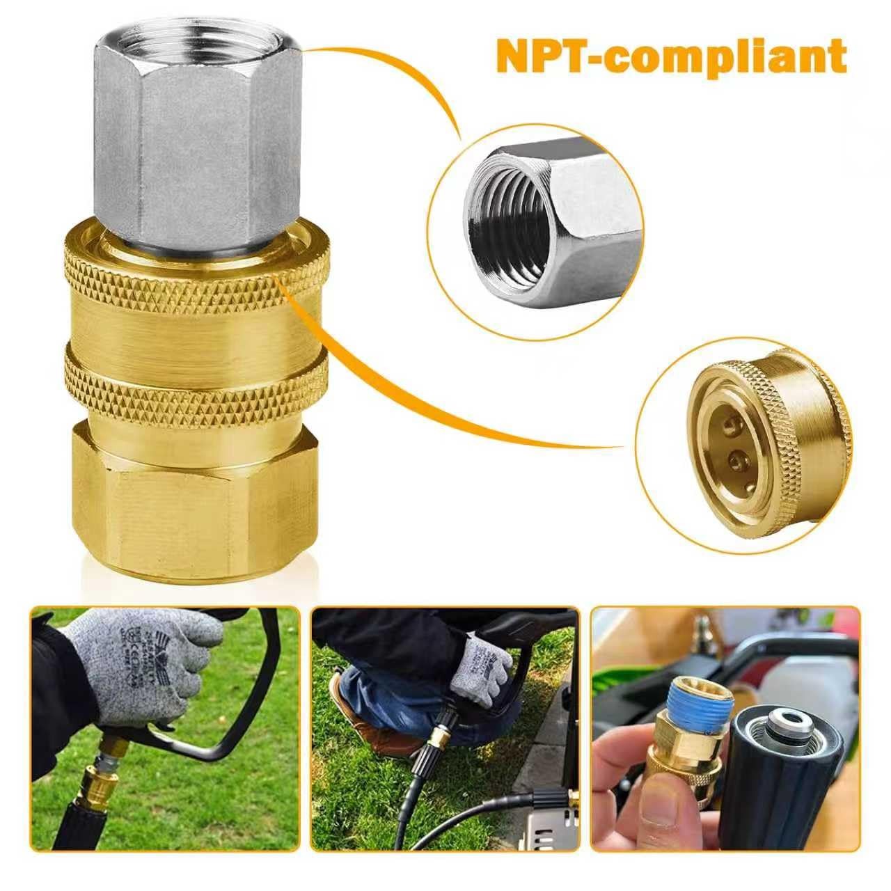 8 PCS NPT 3/8 Inch Stainless Steel Male Female Pressure Washer Quick 5000 PSI