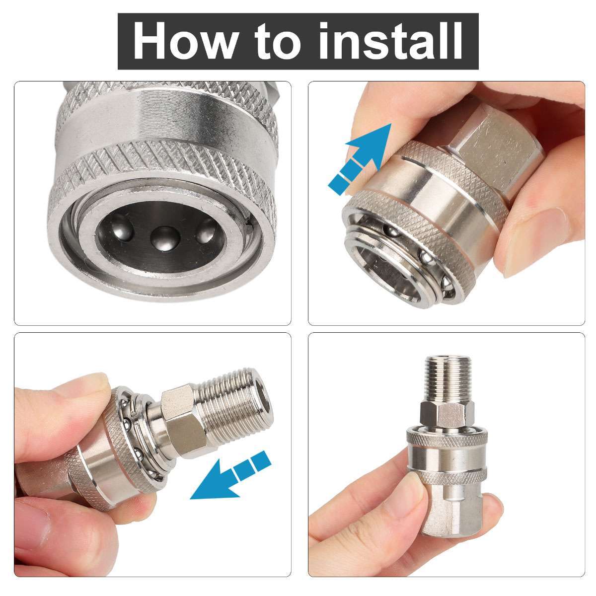5000PSI Pressure Washer Quick Connect Fitting Stainless Steel 3/8″ Hose Adapter