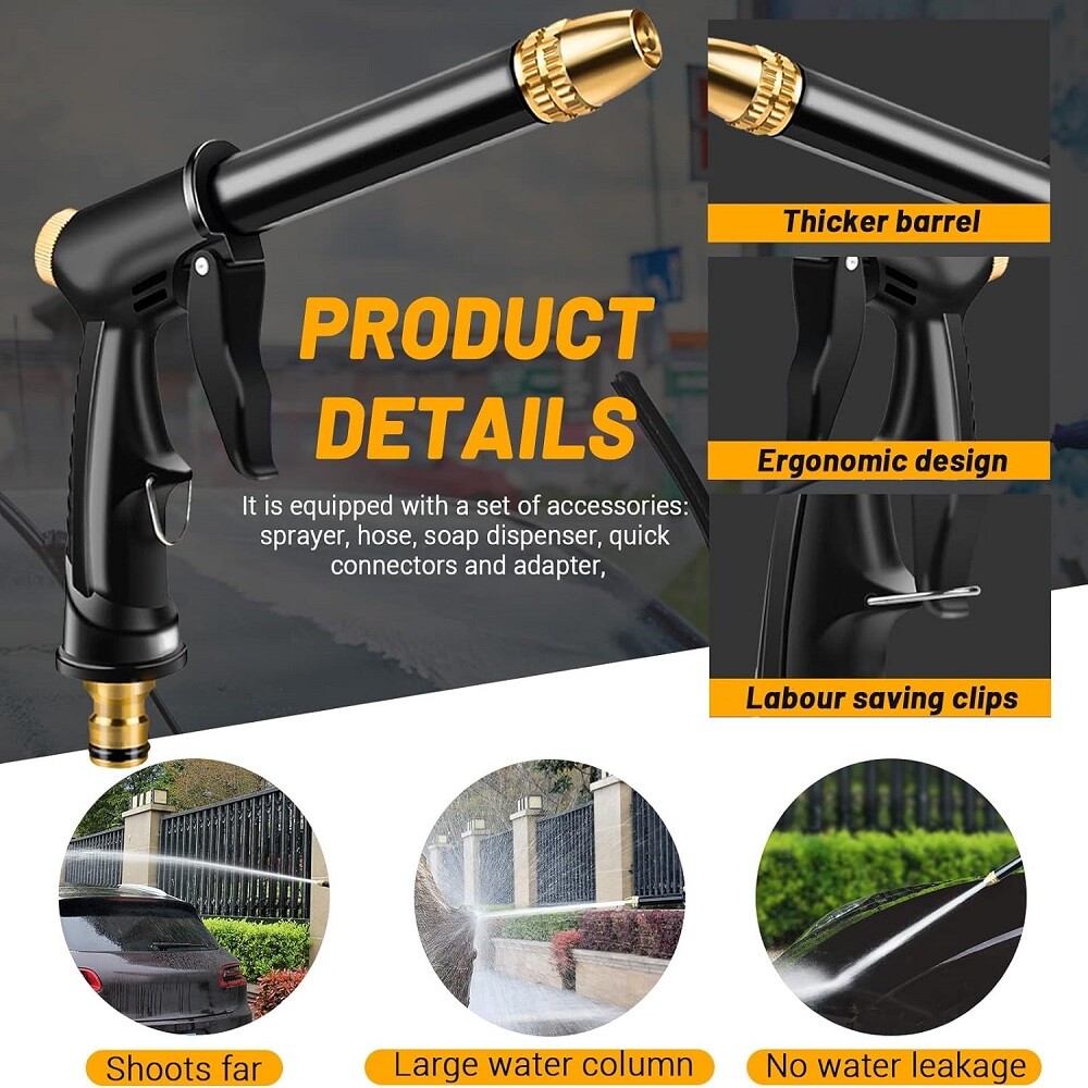 High Pressure Water Spray Gun Car Wash Metal Brass Nozzle Garden Pipe Hose Lawn