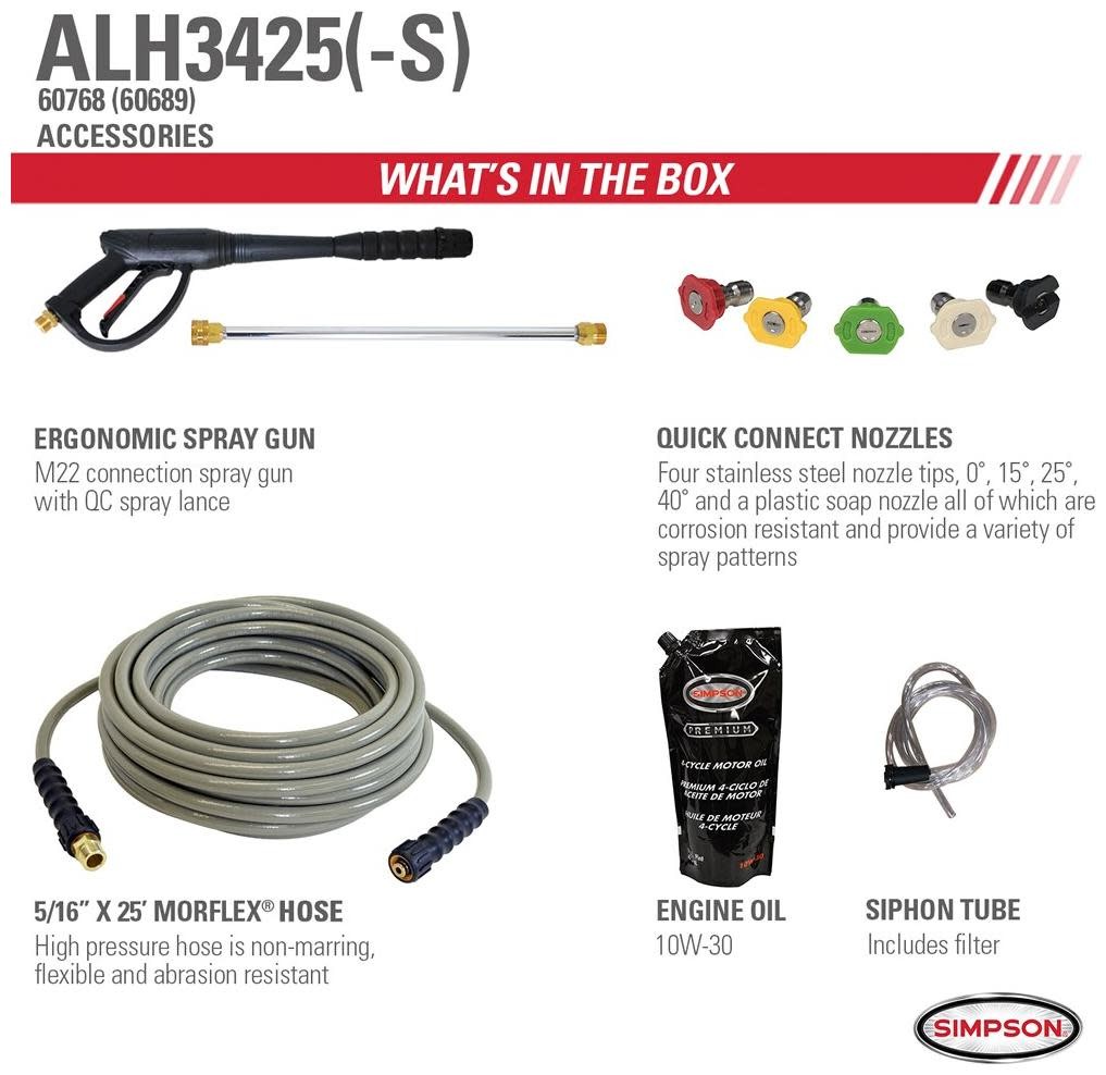 Simpson 60689 3600 PSI 2.5 GPM Gas Powered Cold Water Pressure