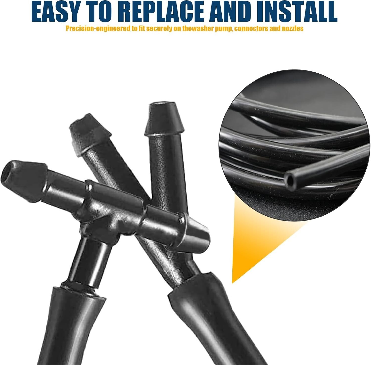 Windshield Washer Hose Kit, 7 Feet Washer Fluid Hose with 15 Pcs Hose Connectors