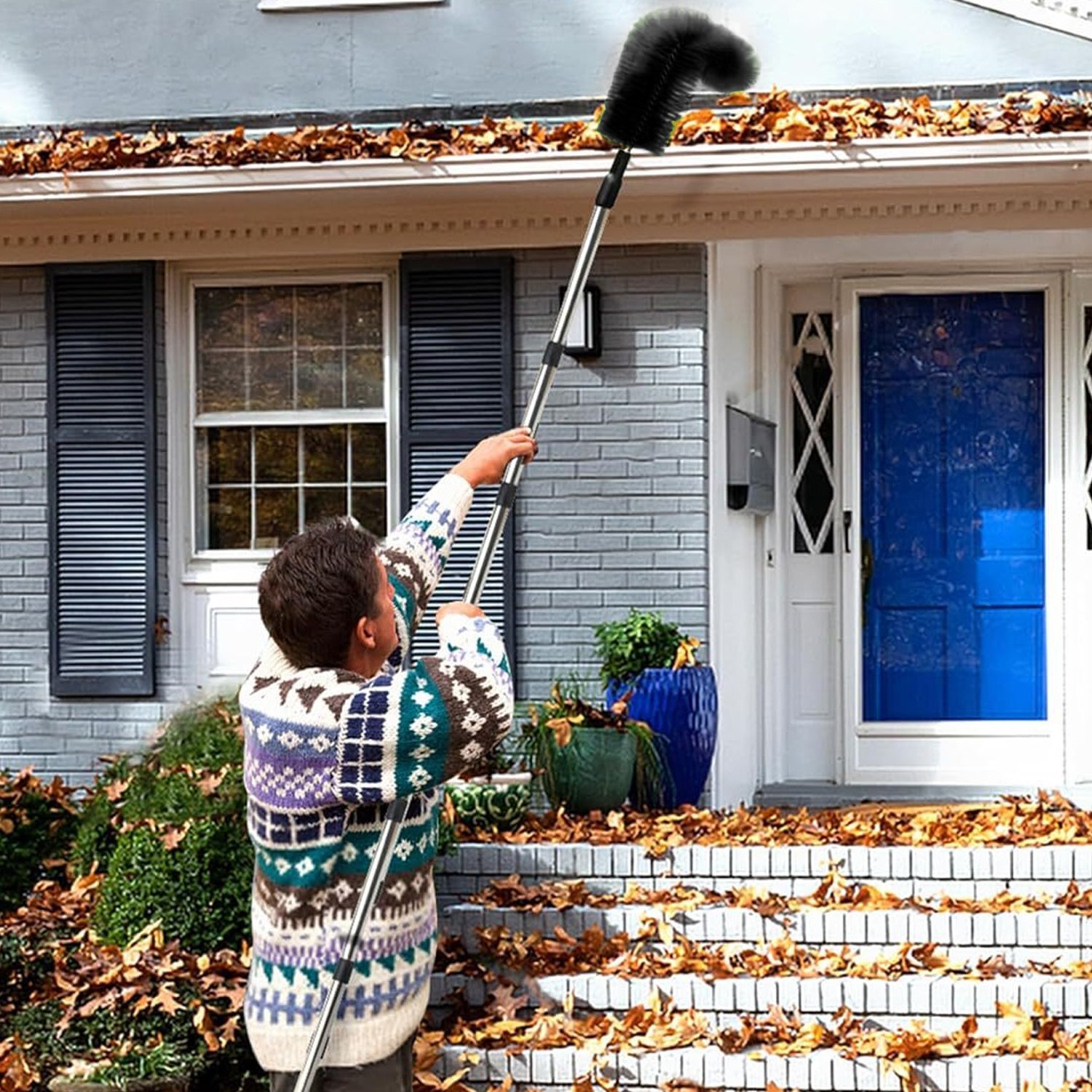 Gutter Cleaning Tools from the Ground Adjustable Rain Gutter Cleaning 2 Brushes