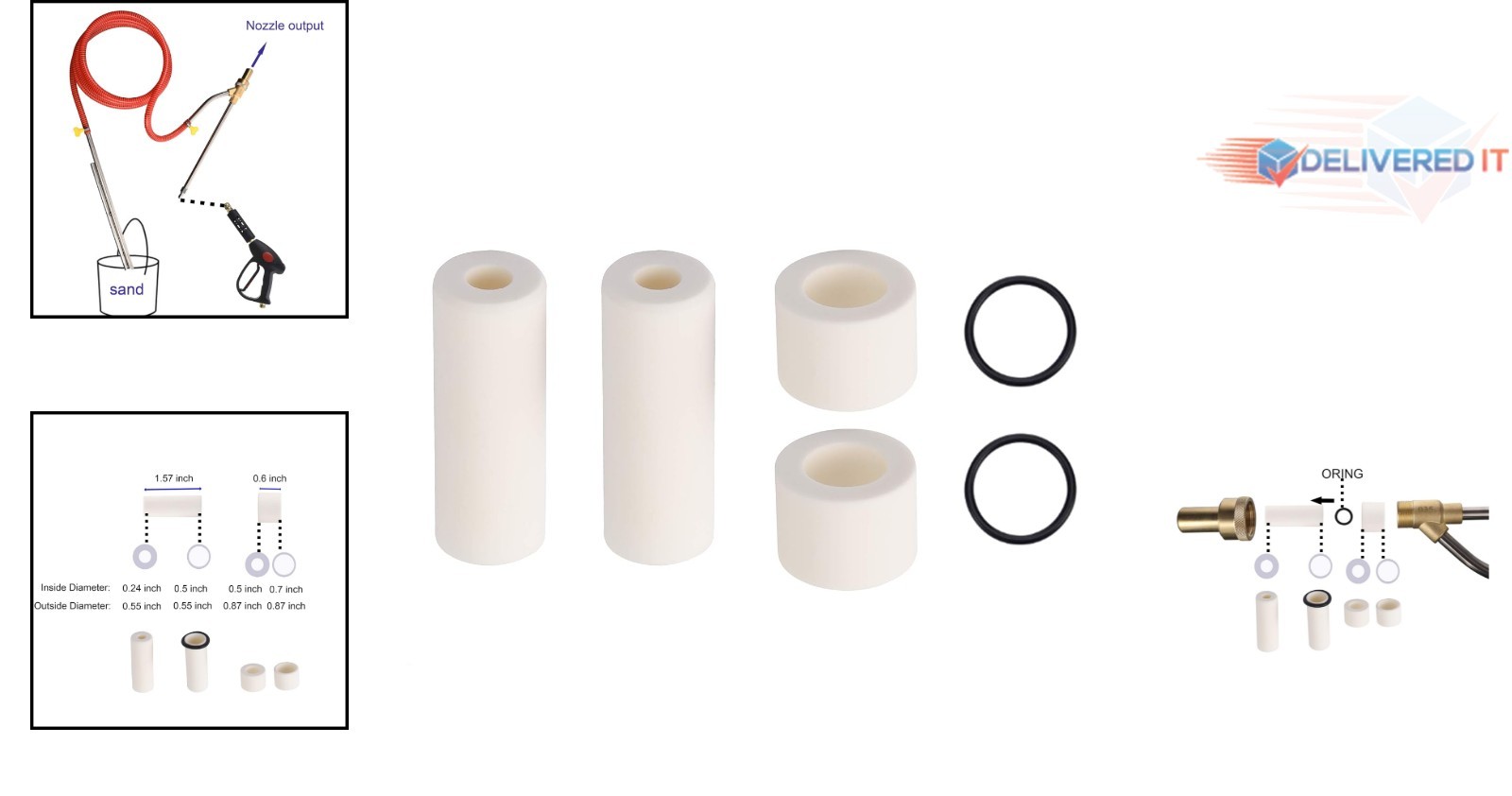 Pressure Washer Sandblasting Nozzle Tips Brass Ceramic 5000 PSI 2-Pack