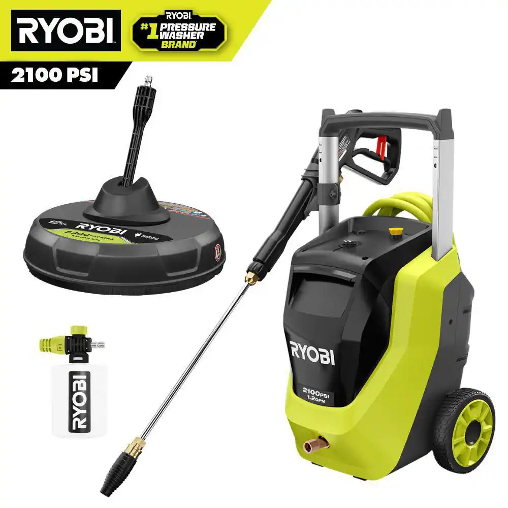 2100 PSI 1.2 GPM Cold Water Electric Pressure Washer with Surface Cleaner