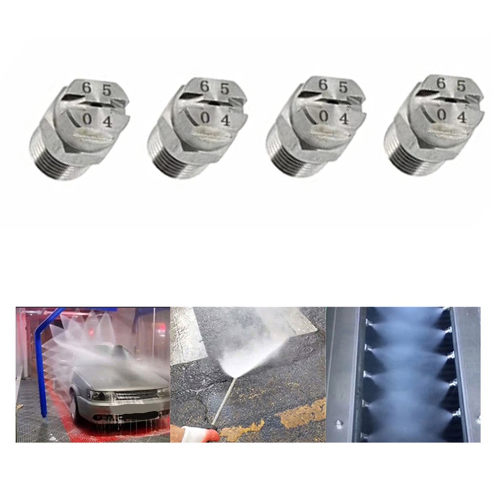 Pressure Washer Fan Nozzle 65 Deg 304 SS Construction 4pcs 1.3mm Orifice