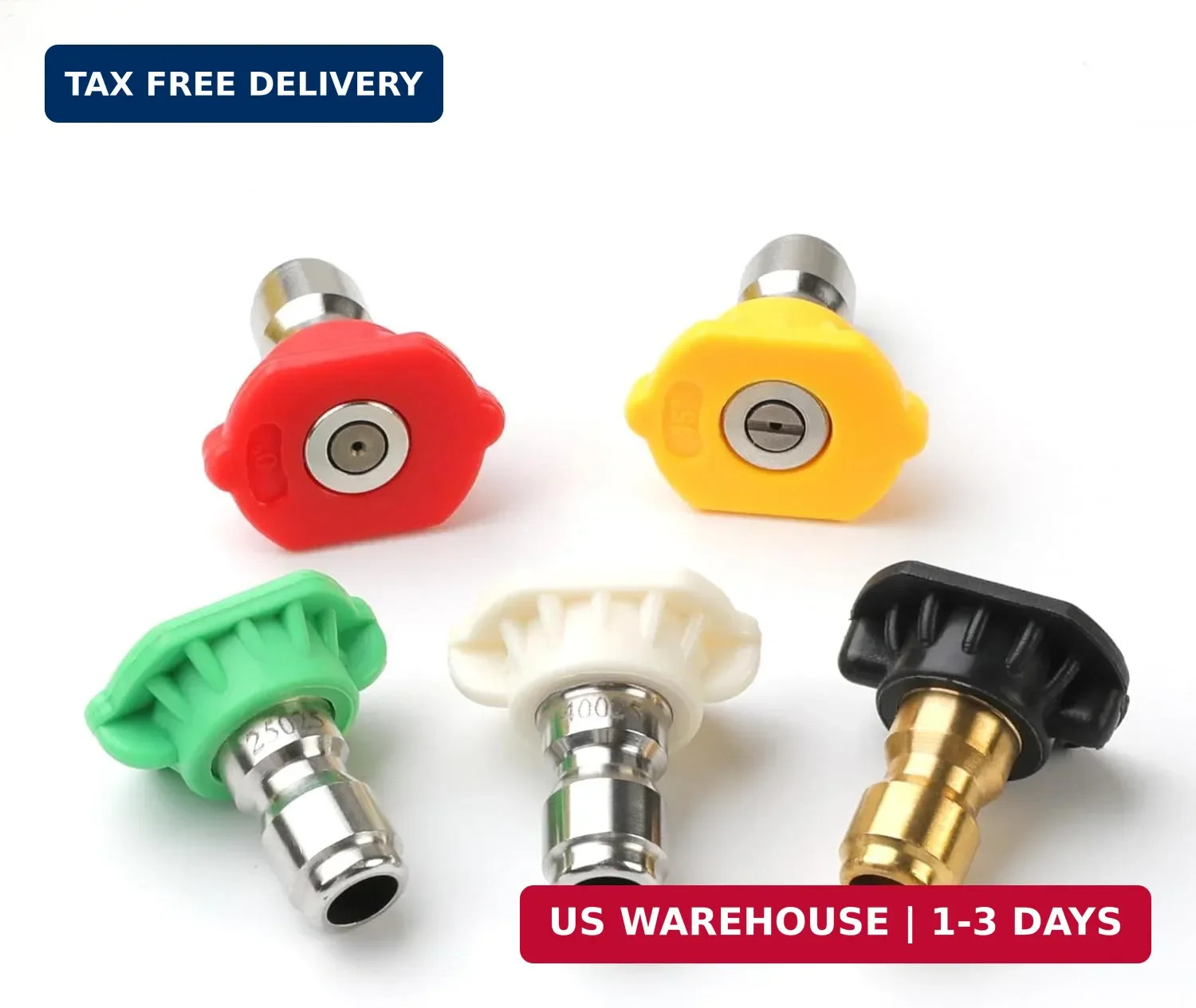 Pressure Washer Nozzle Tips 5-Pack, 2.5 GPM (Orifice 2.5), 1/4″ Quick Connect, 0