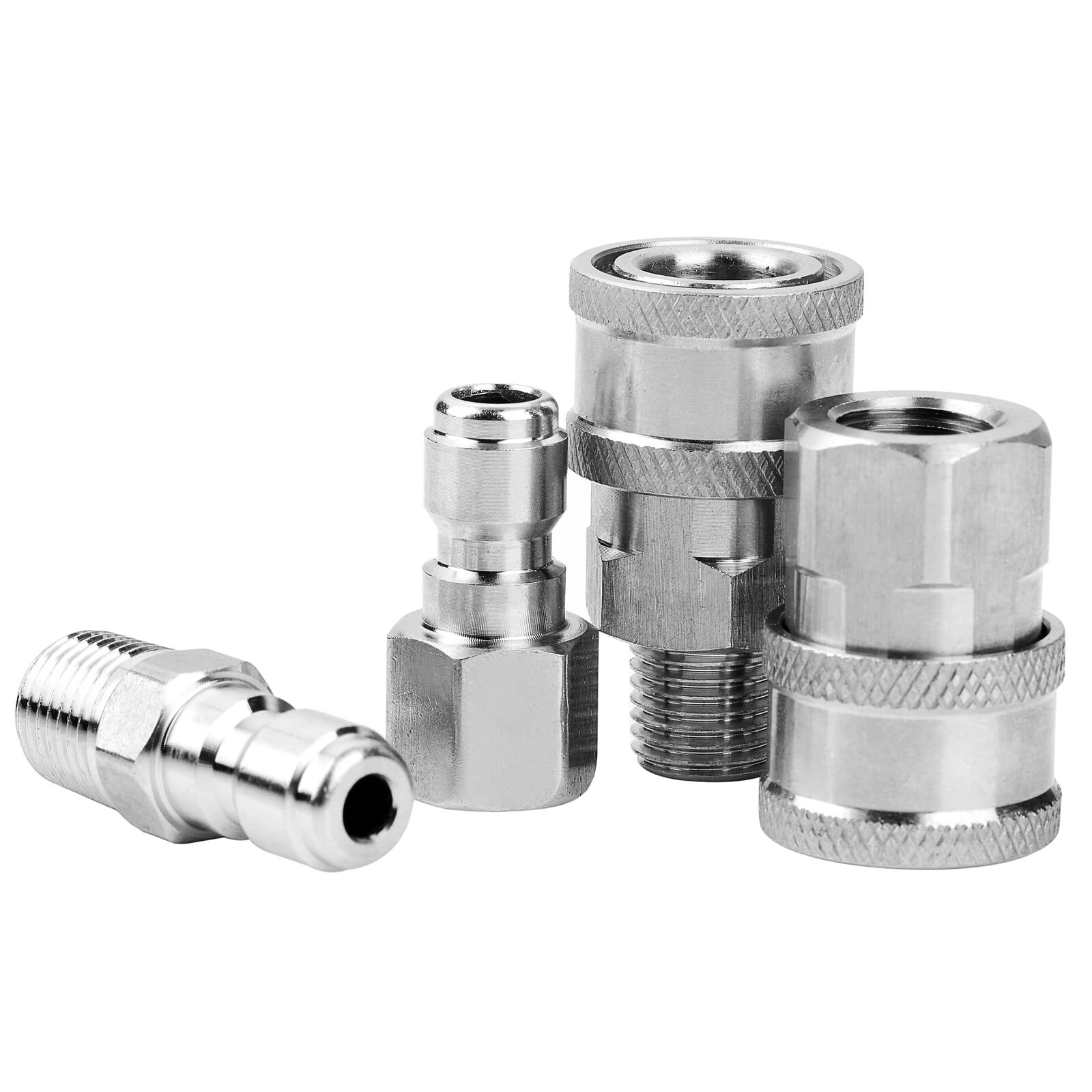 2 Sets NPT 1/4 Inch Pressure Washer Coupler Quick Connect Plug Stainless Stee…