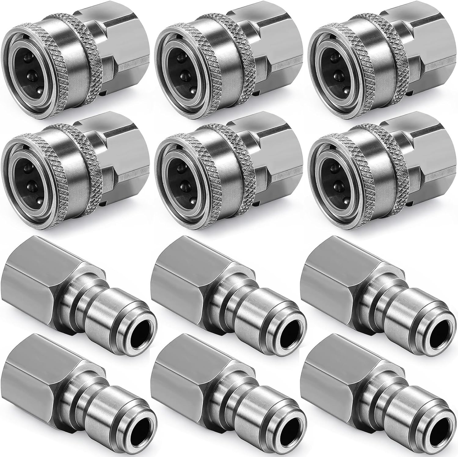 4 Sets NPT 3/8 Inch Stainless Steel Male & Female Quick Connector Kit Pressure