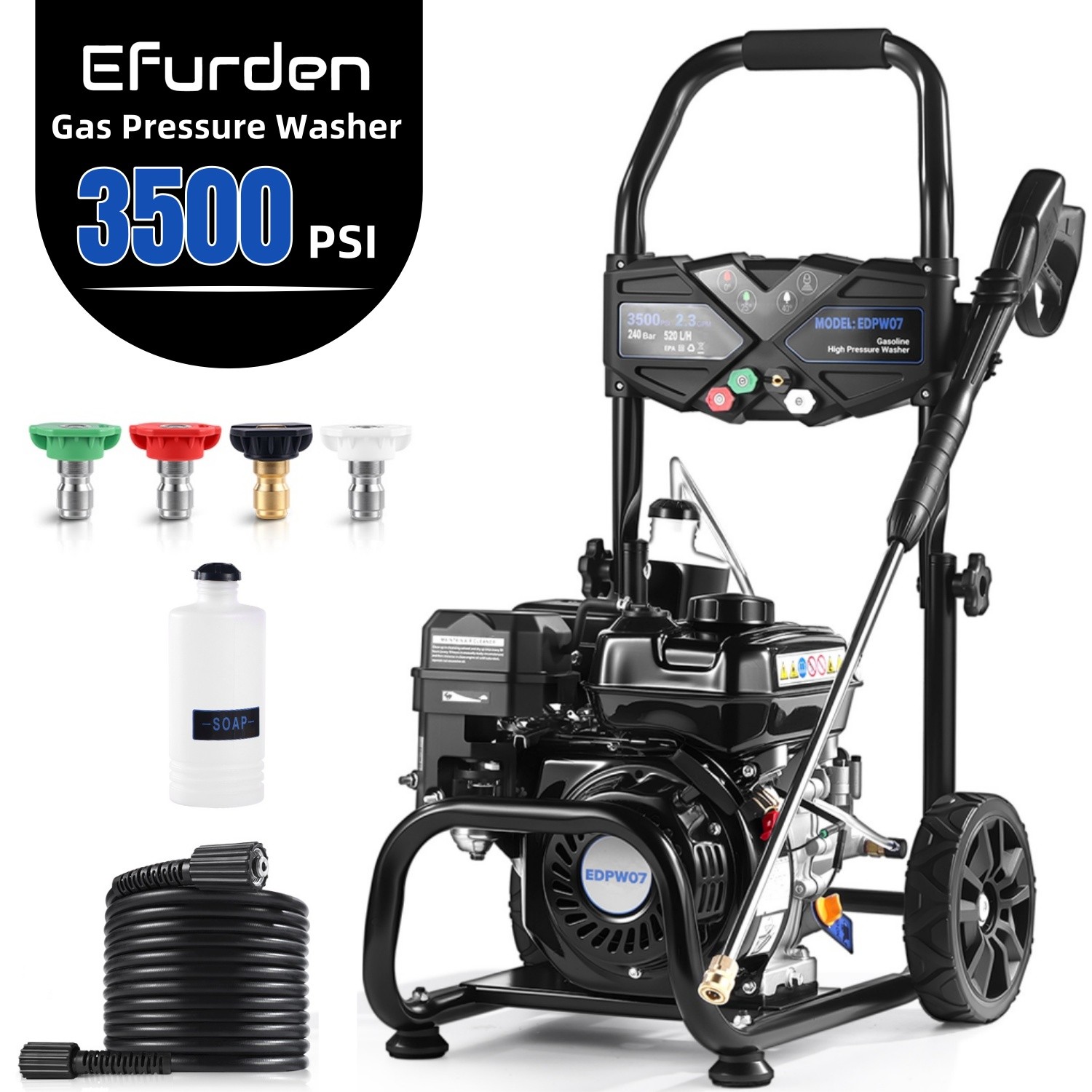Gas Pressure Washer Gas Powered Washer 3500 PSI 2.3 GPM 7HP-209cc 4-Stroke New