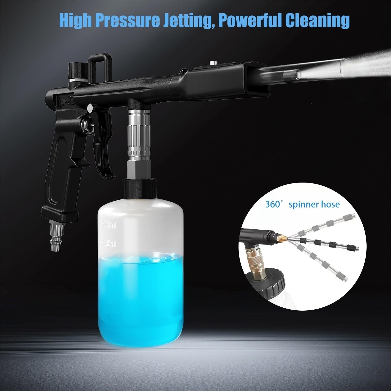 Wengus Car Cleaning Gun, Auto Interior air blow gun with bottle, Black