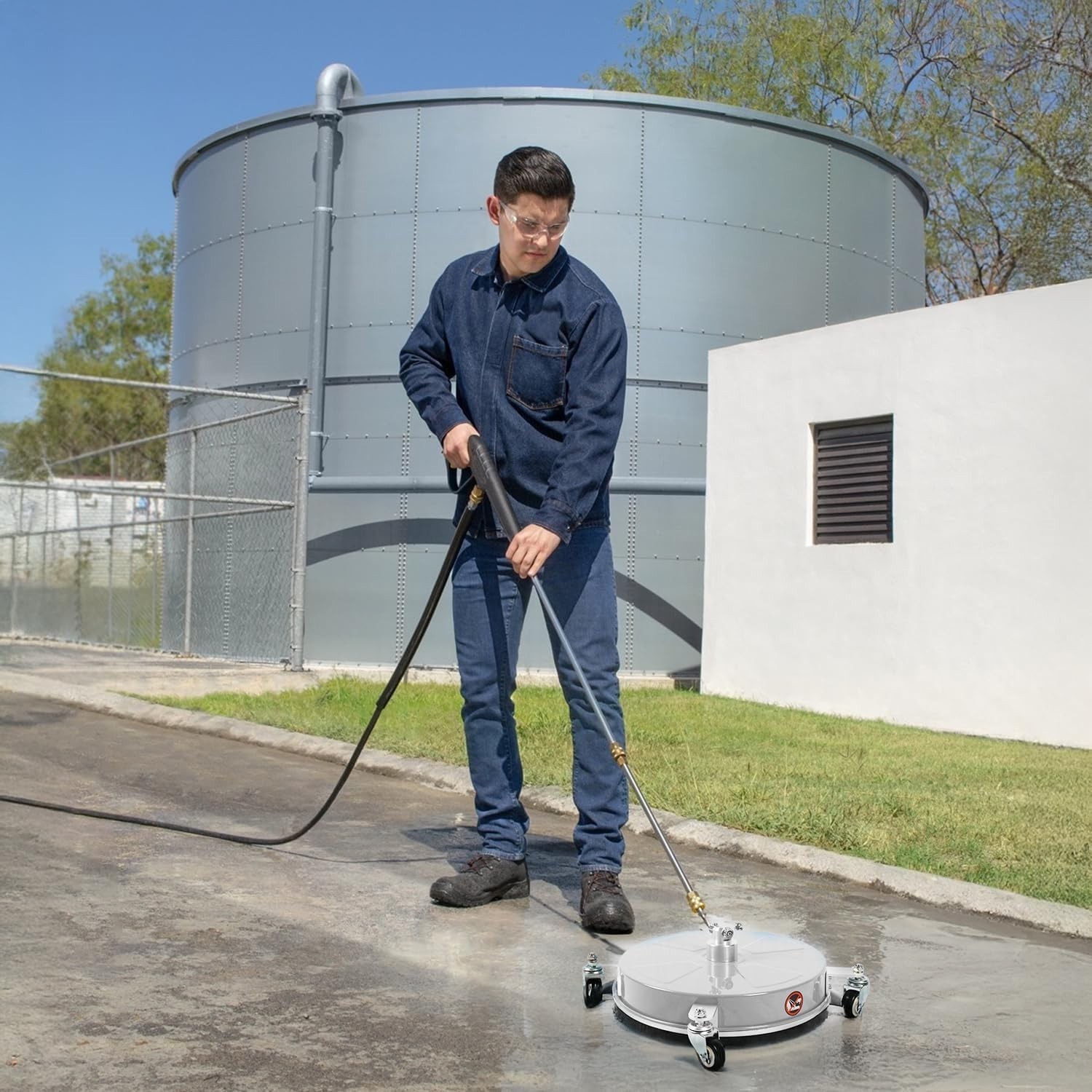 19″ Pressure Washer Surface Cleaner – 4 Wheels, Stainless Steel, 4000 PSI, Quick