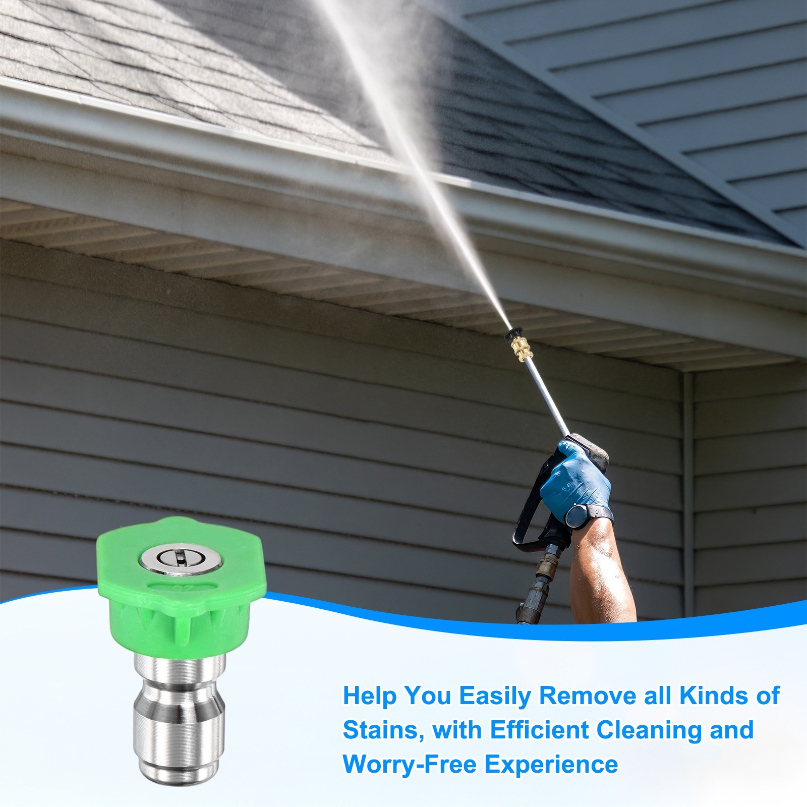 10PCS 25 Degree Pressure Washer Nozzle, 1/4 Inch Quick Connect, 4000PSI [Green]