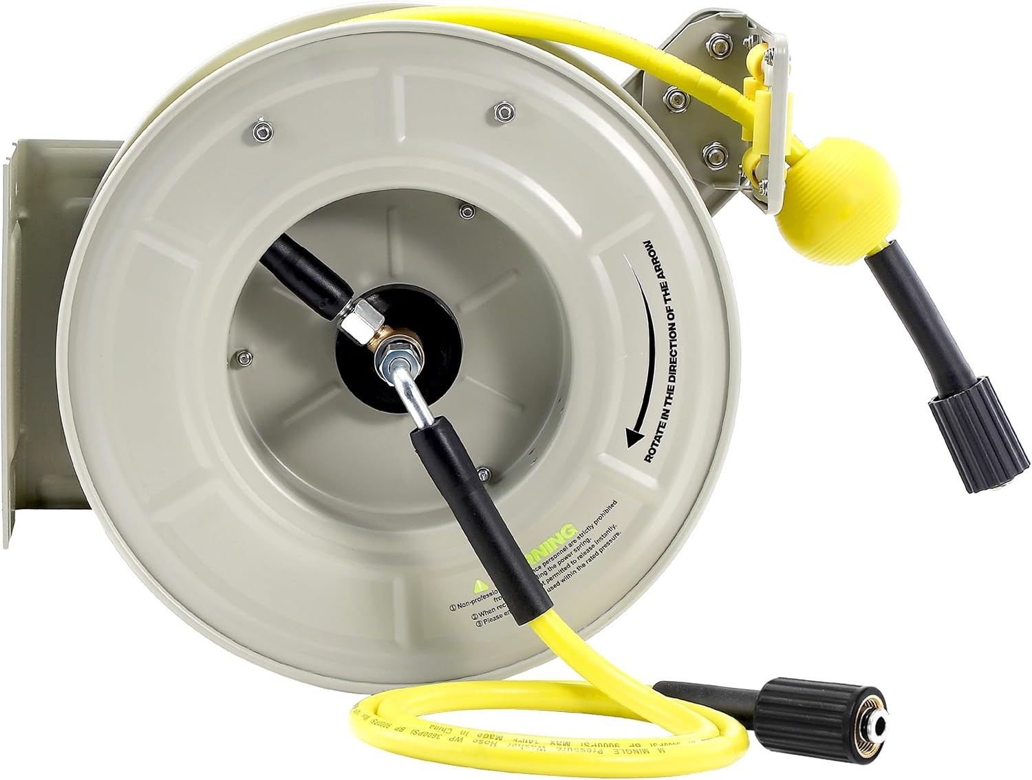 3600PSI Pressure Washer Hose Reel 1/4″ × 60ft Power Wash Auto Rewind Wall Floor