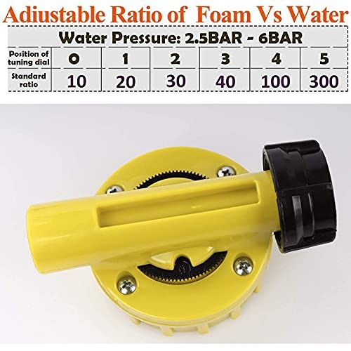 Foam Cannon for Garden Hose，Adjustment Ratio Dial Foam Gun,Car Wash Soap Yellow