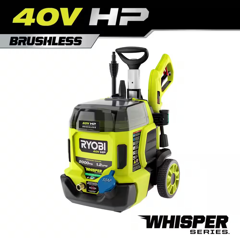40V HP Brushless Whisper Series 2000 PSI 1.2 GPM Cold Water Electric Pressure Wa