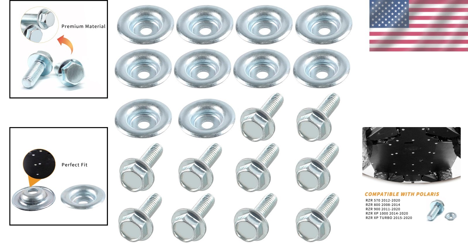 Complete UTV Skid Plate Repair 20-Piece Kit – Compatible with Polaris RZR Series