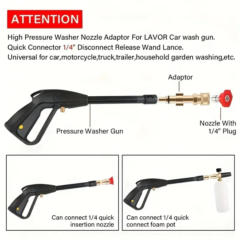 1/4″ Quick Connect High Pressure Washer Adapter – Compatible with Lavor/Sterwins