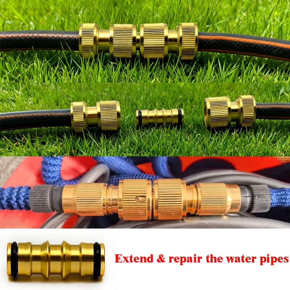 6 PCS Copper Bidirectional Nipple Connector for Garden Hose Quick Connect