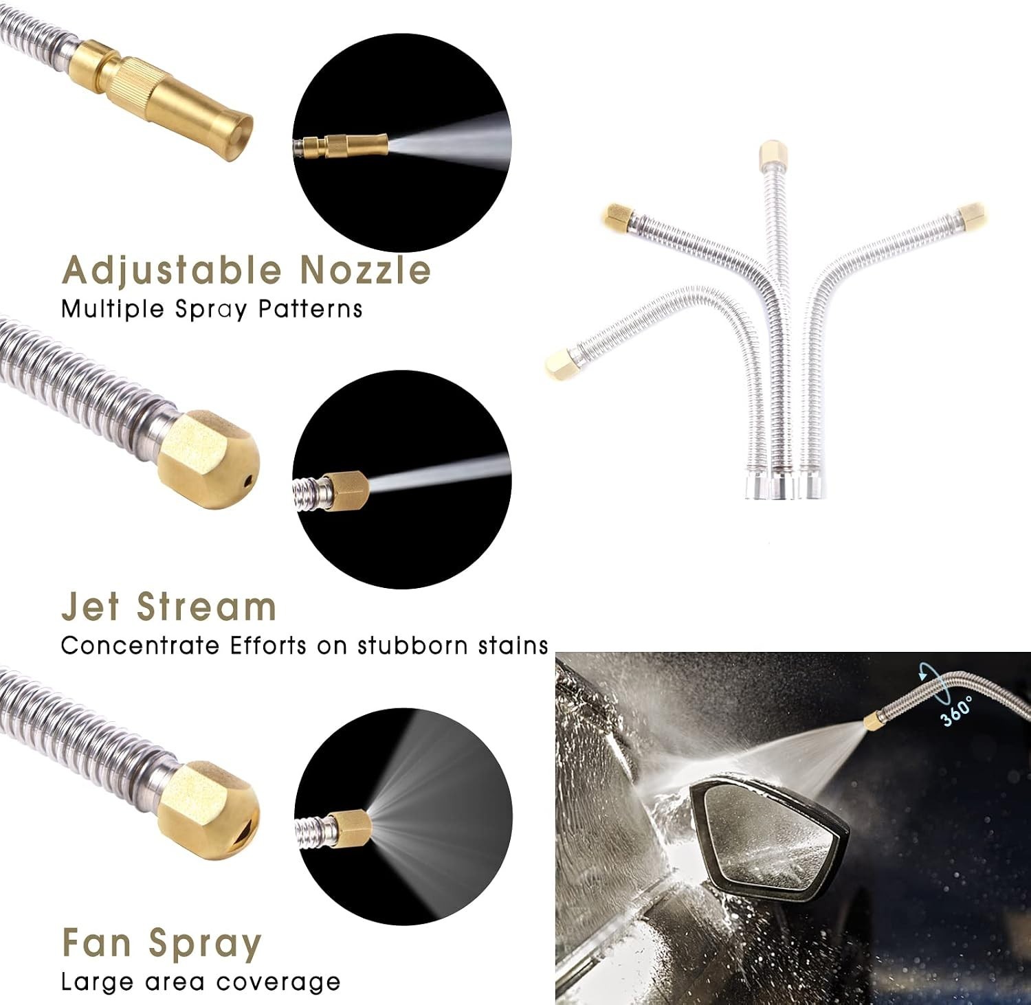 Durable High Pressure Water Wand 39 Inches with Flexible Design for Easy Access