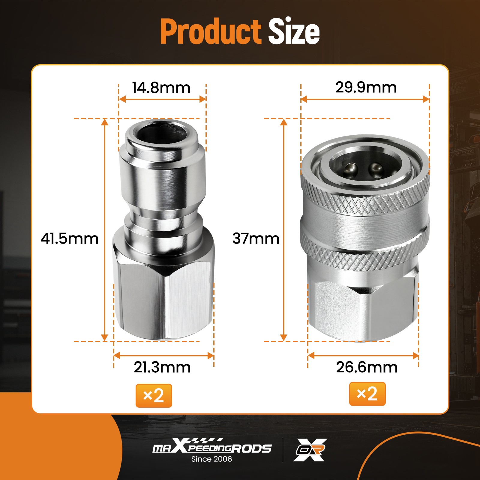 3/8″ NPT Quick Connect Pressure Washer Hose Adapter Coupler Stainless 5000PSI