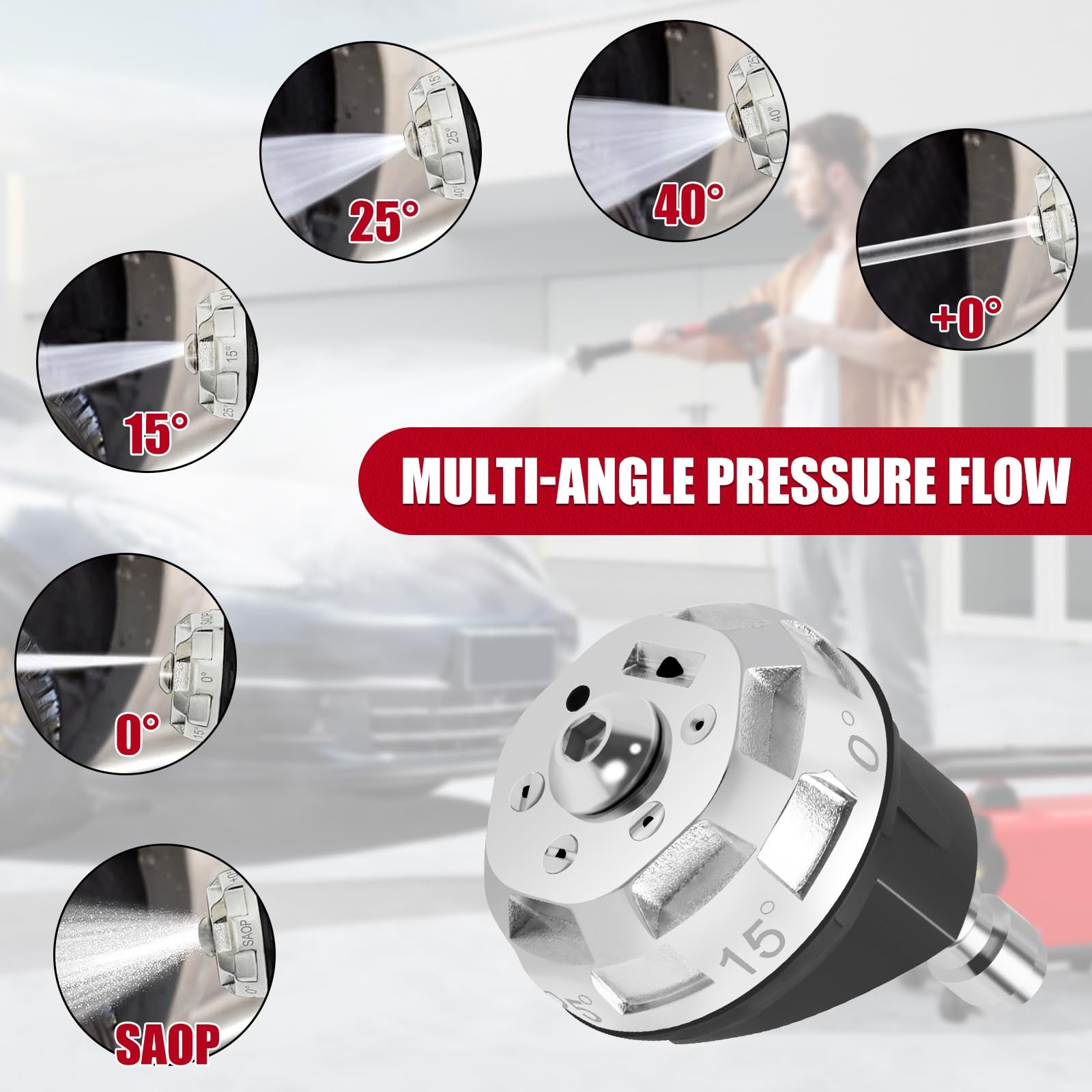 Pressure Washer Nozzle Tips 6In1 1/4 In Quick Connector 4000PSI 3.0 Orifice