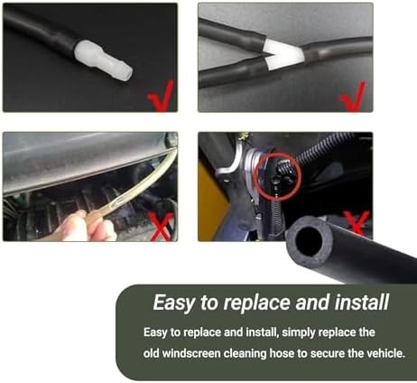 Windshield Washer Hose Kit, 5M Washer Fluid Hose with 12 Pcs Connectors, 2 Fan N