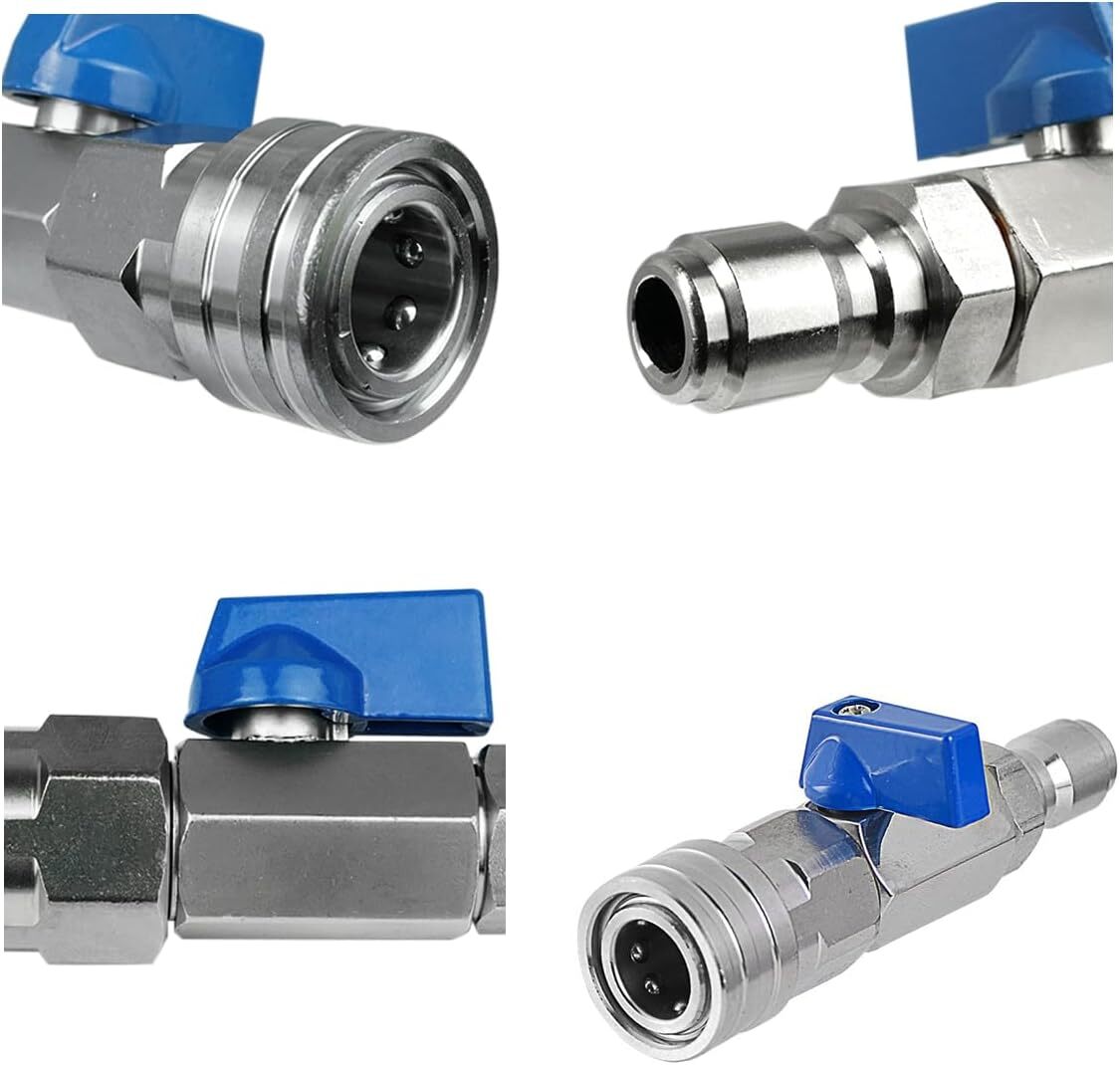 High Pressure Washer Ball Valve Kit 3/8 NPT Quick Connector 4500 PSI for Power