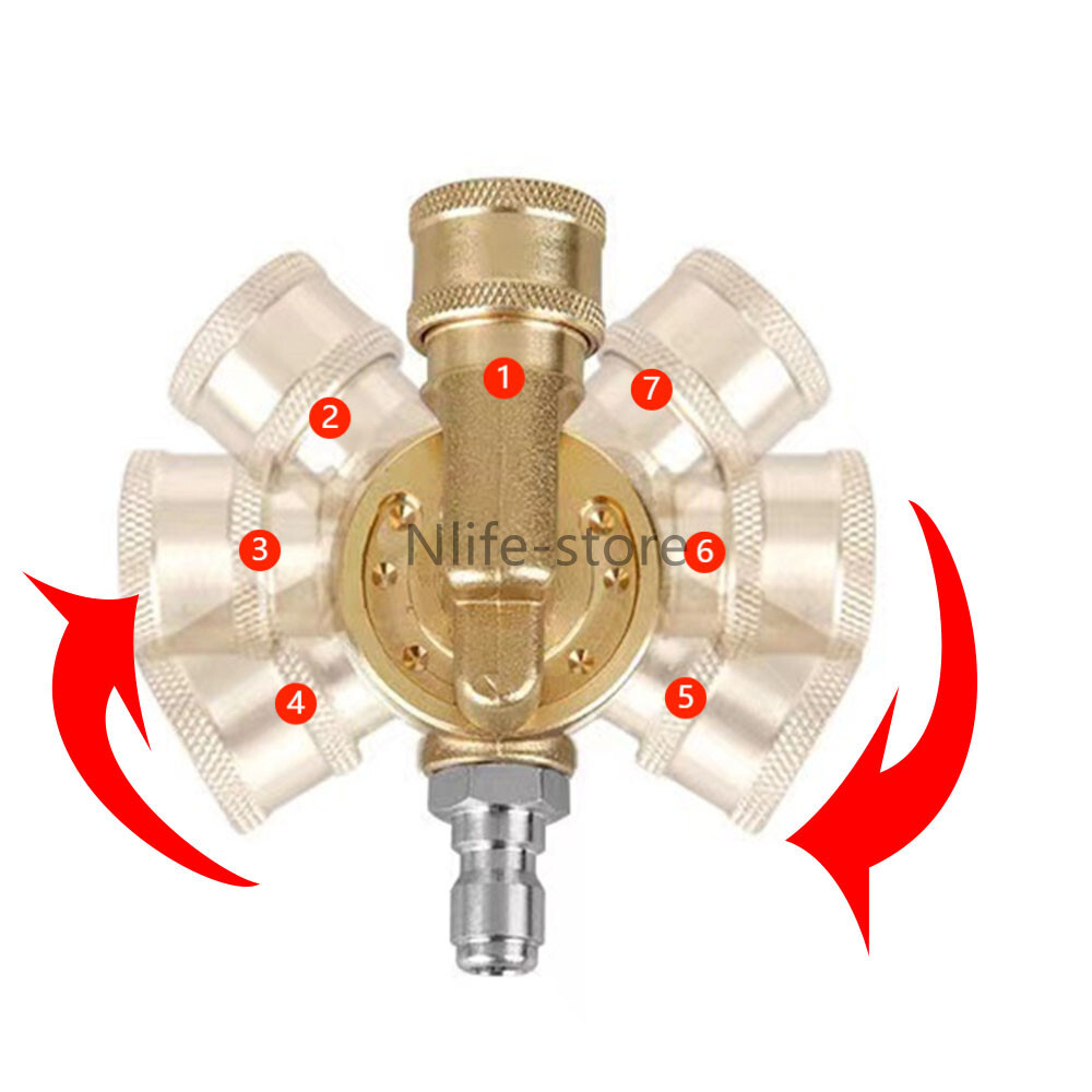 7 Gears Pivoting Coupler High Pressure Washer Gun Nozzle Tips Wand Spray 5000PSI