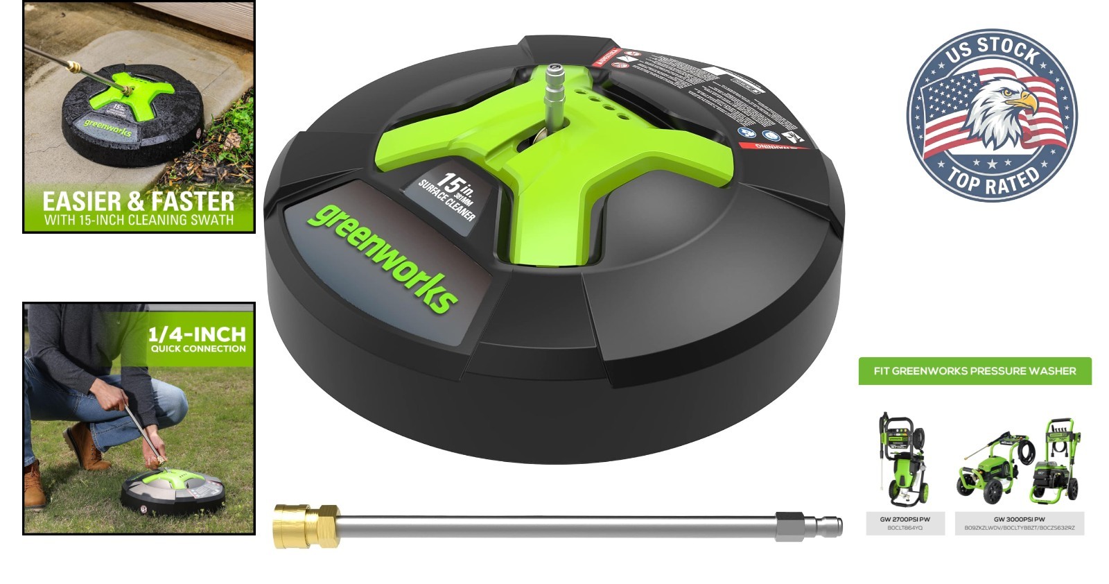 Manual 15-Inch Surface Cleaner with 26oz Tank – Ideal for Quick Outdoor Cleaning